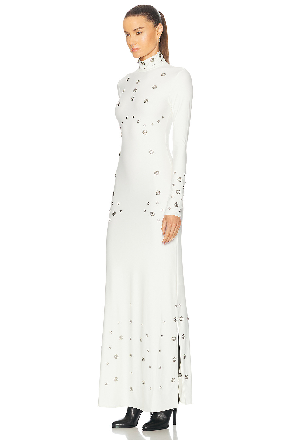 White A-Line Dress with Embellishments