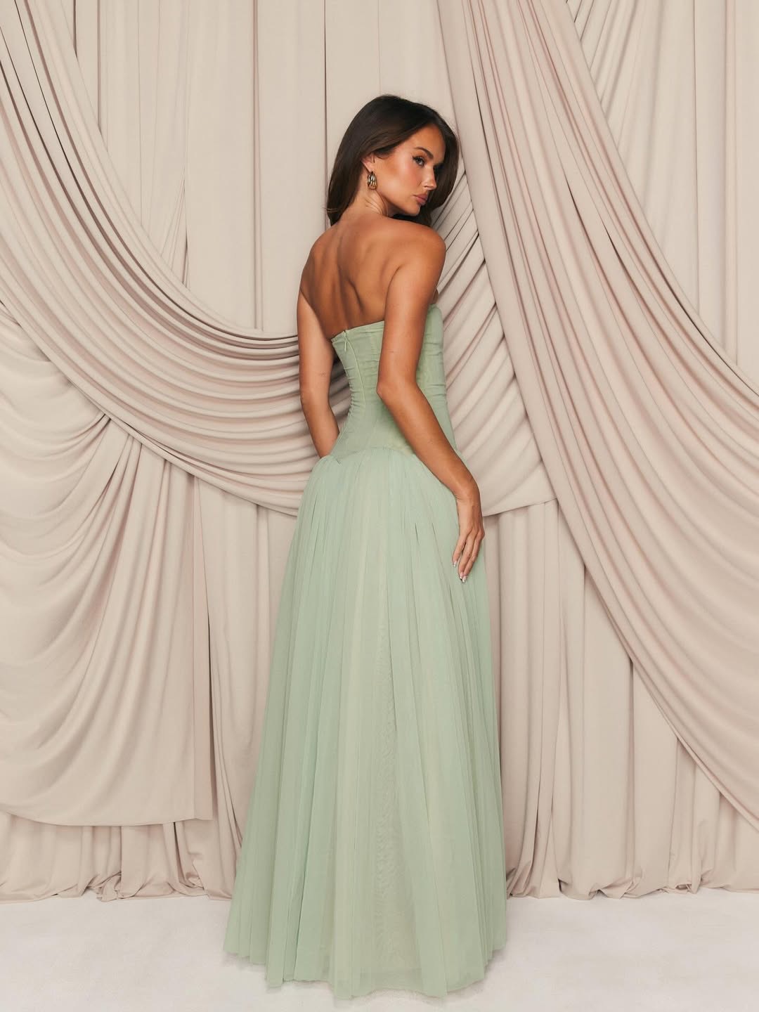 Green A-Line Strapless Dress