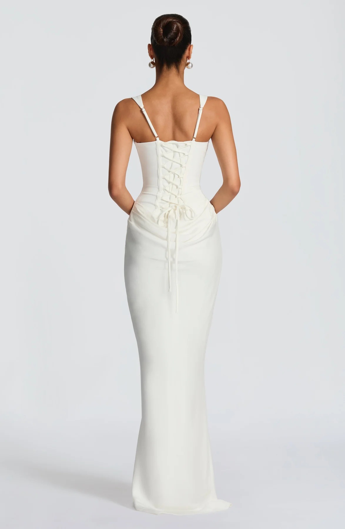 White Sleeveless A-Line Gown Dress