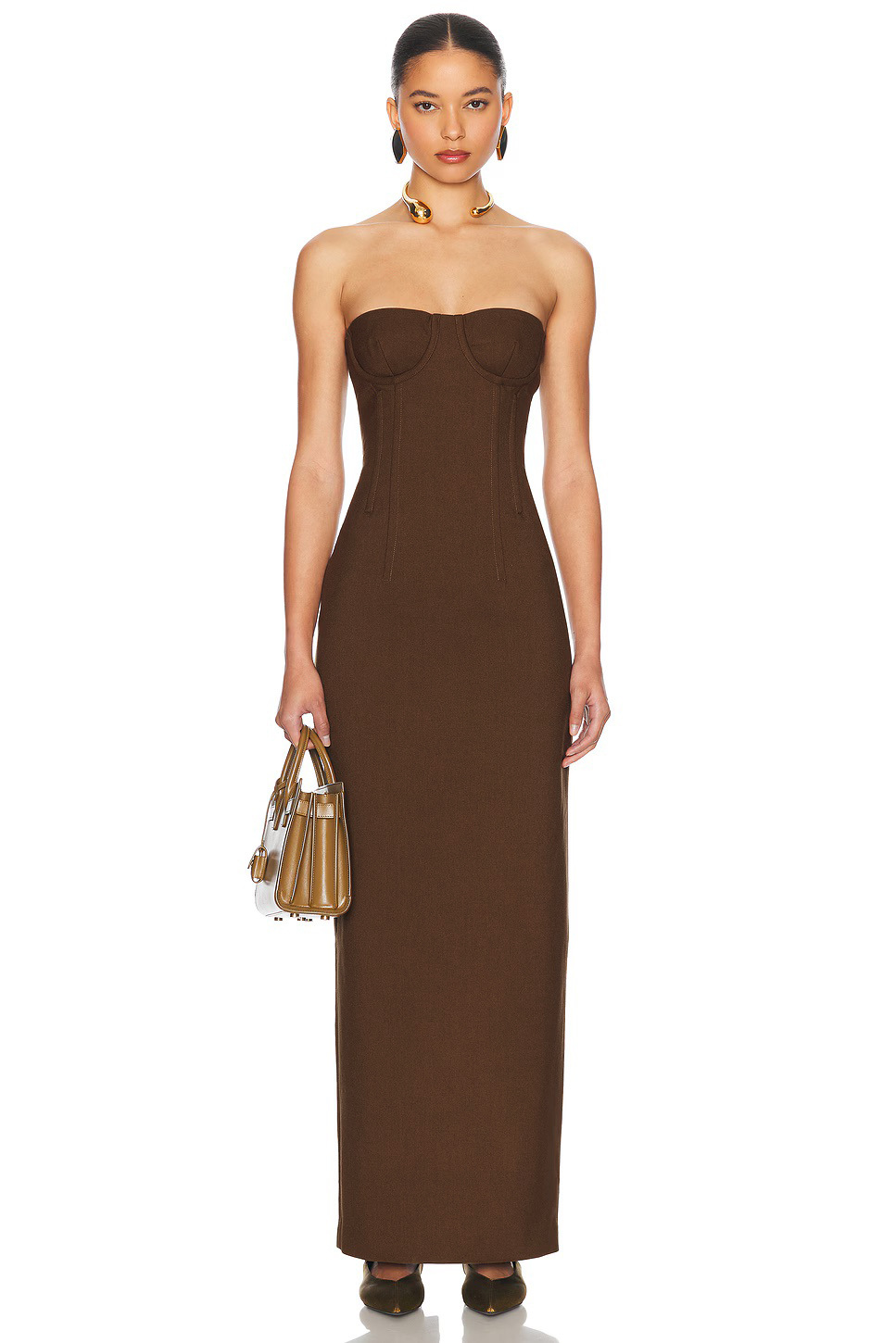 Tan A-Line Maxi Dress