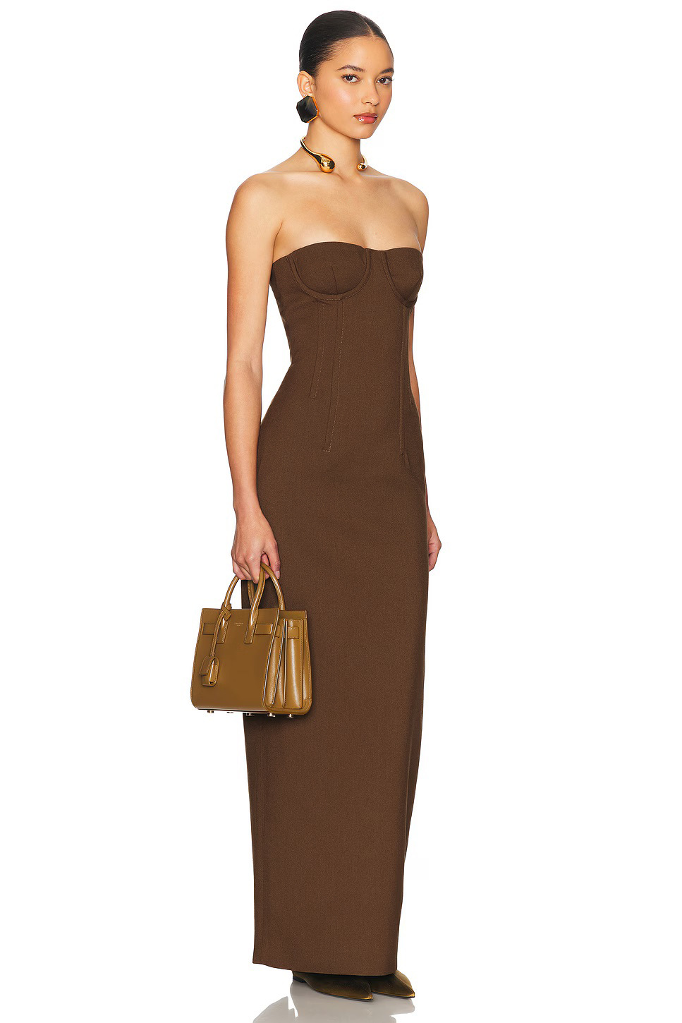 Tan A-Line Maxi Dress