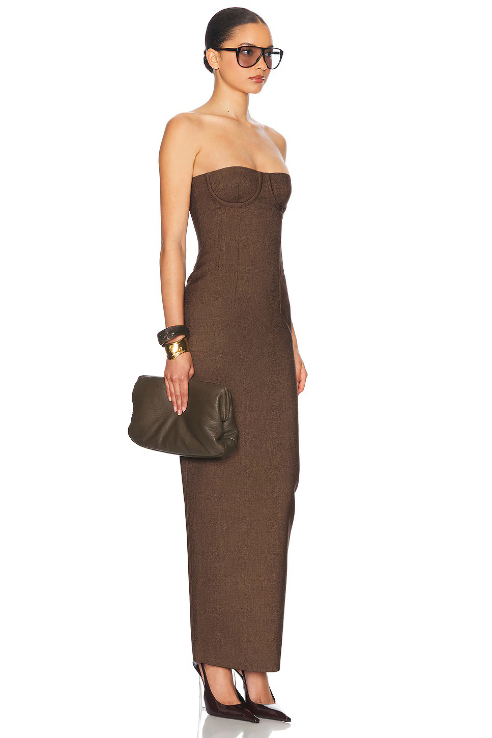 Tan A-Line Maxi Dress