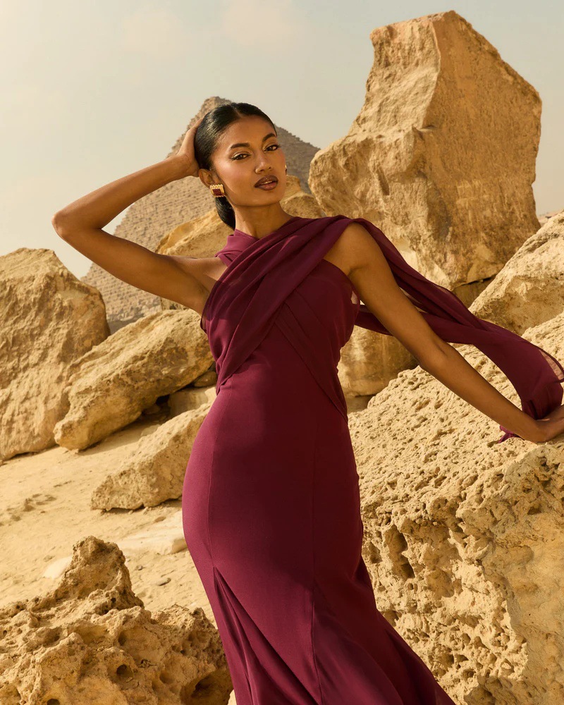 Burgundy Sleeveless A-Line Maxi Dress