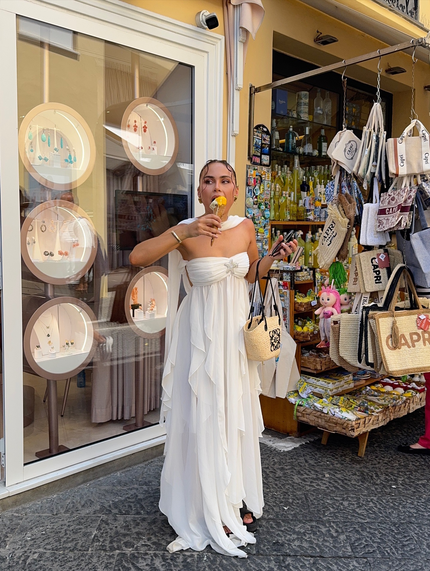 White Sleeveless Maxi Dress with Ruffles