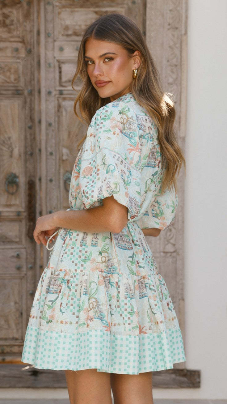 Light Blue A-Line Mini Dress