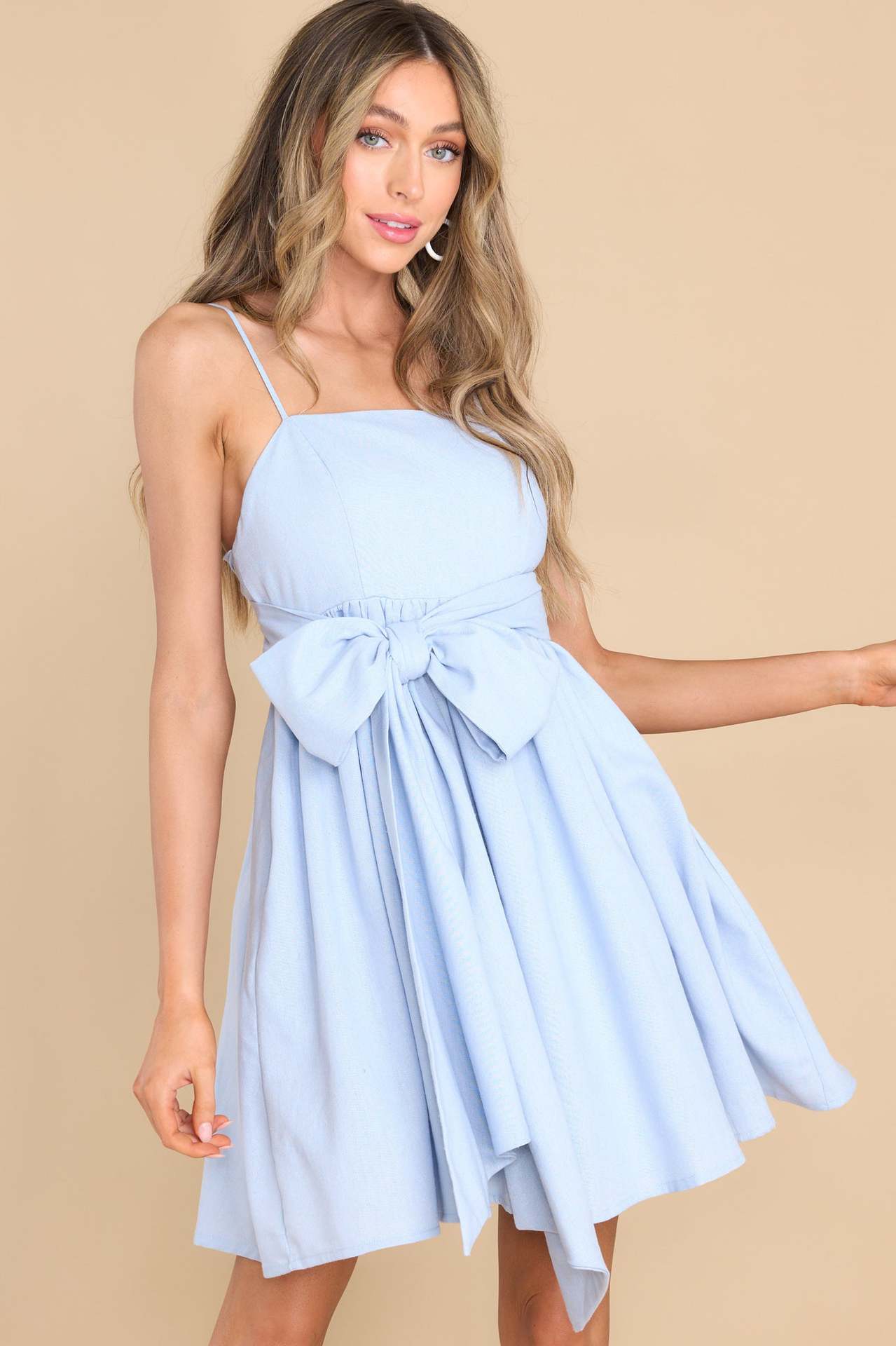 Light Blue A-Line Sleeveless Mini Dress