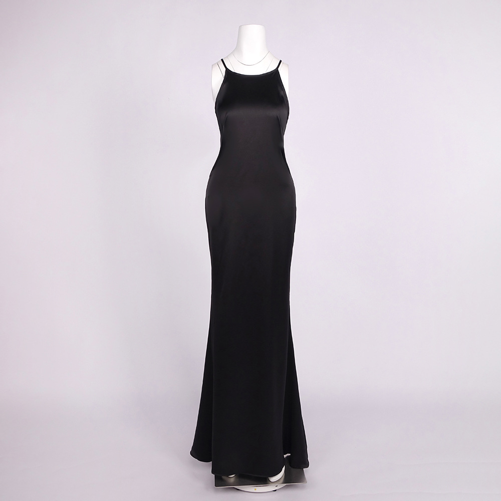 Black Plain Sleeveless Maxi A-Line Dress