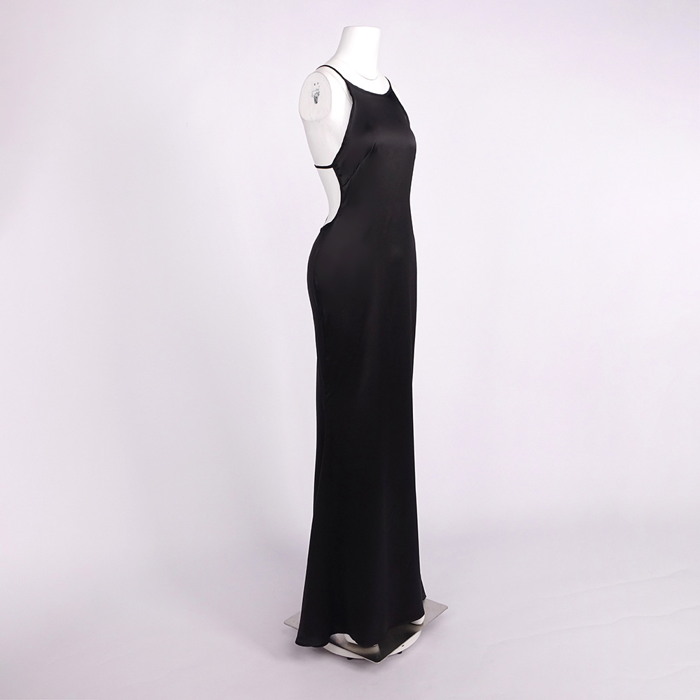 Black Plain Sleeveless Maxi A-Line Dress