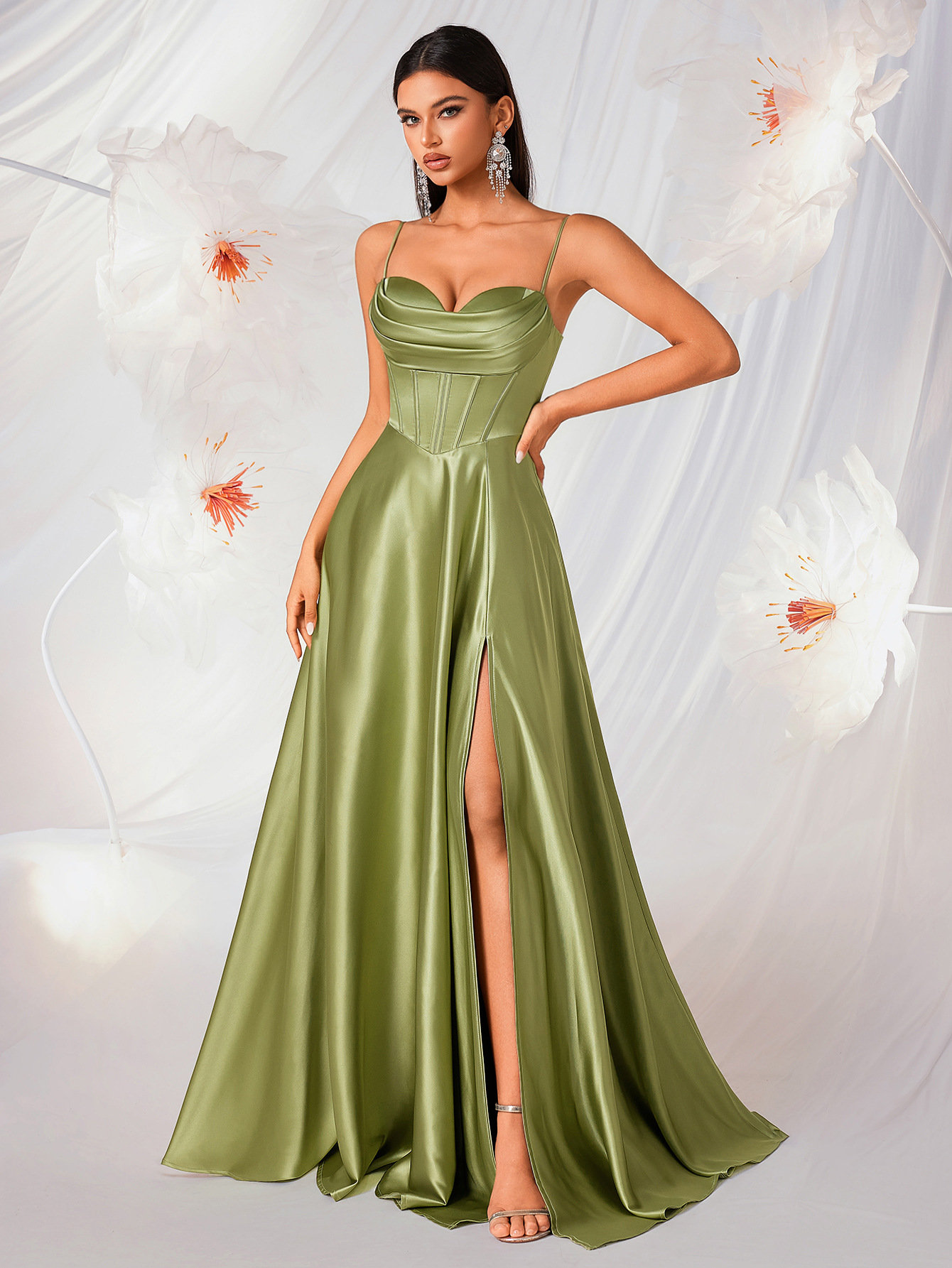 Green Sleeveless A-Line Gown