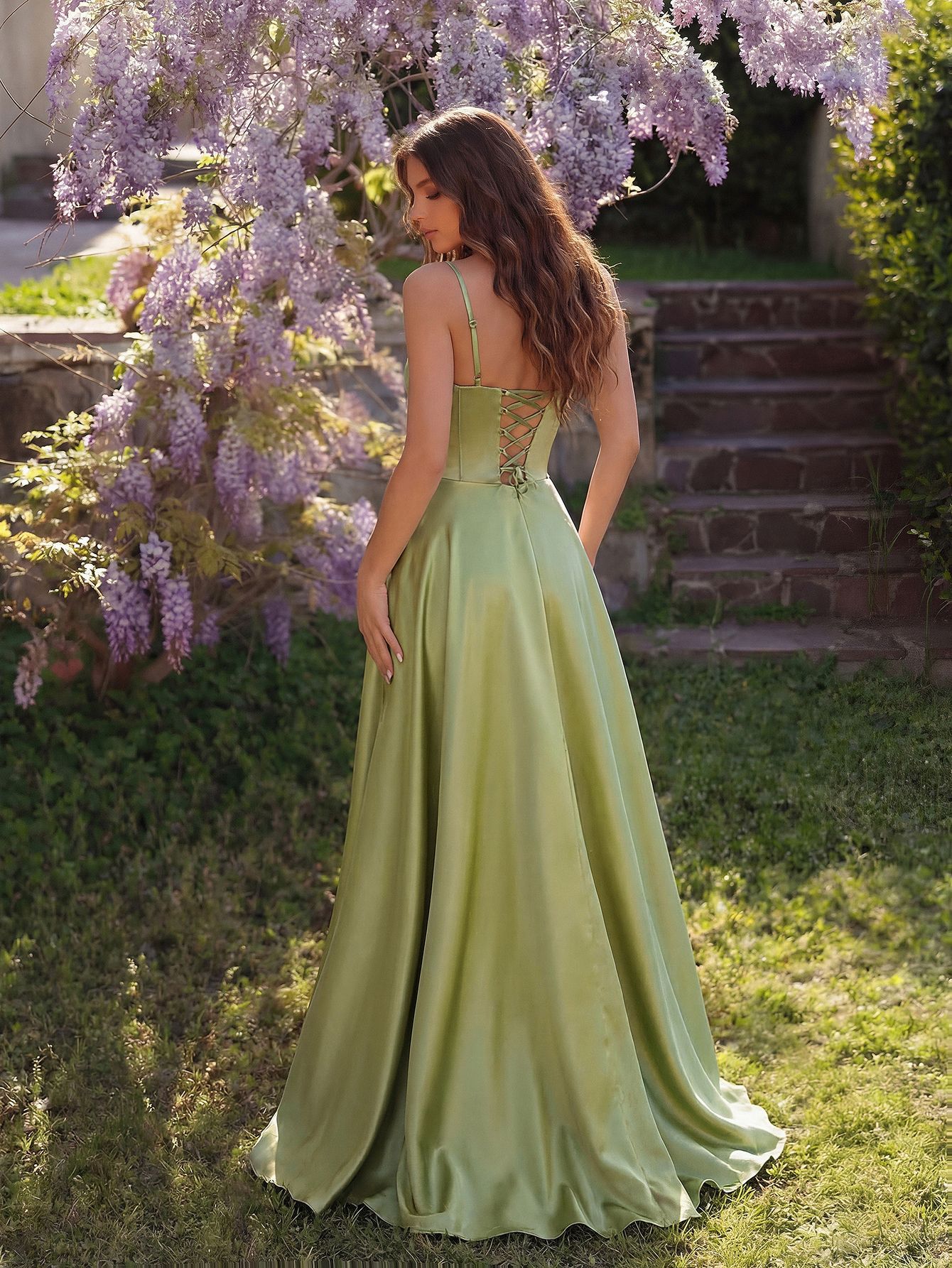 Green Sleeveless A-Line Gown