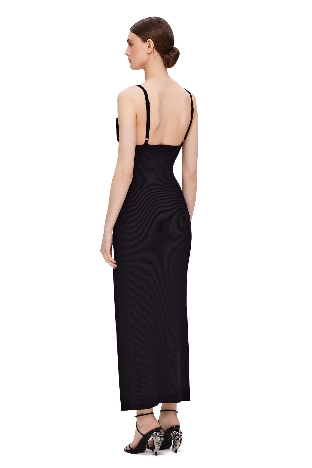 Black Plain Sleeveless A-Line Maxi Dress with High Slit