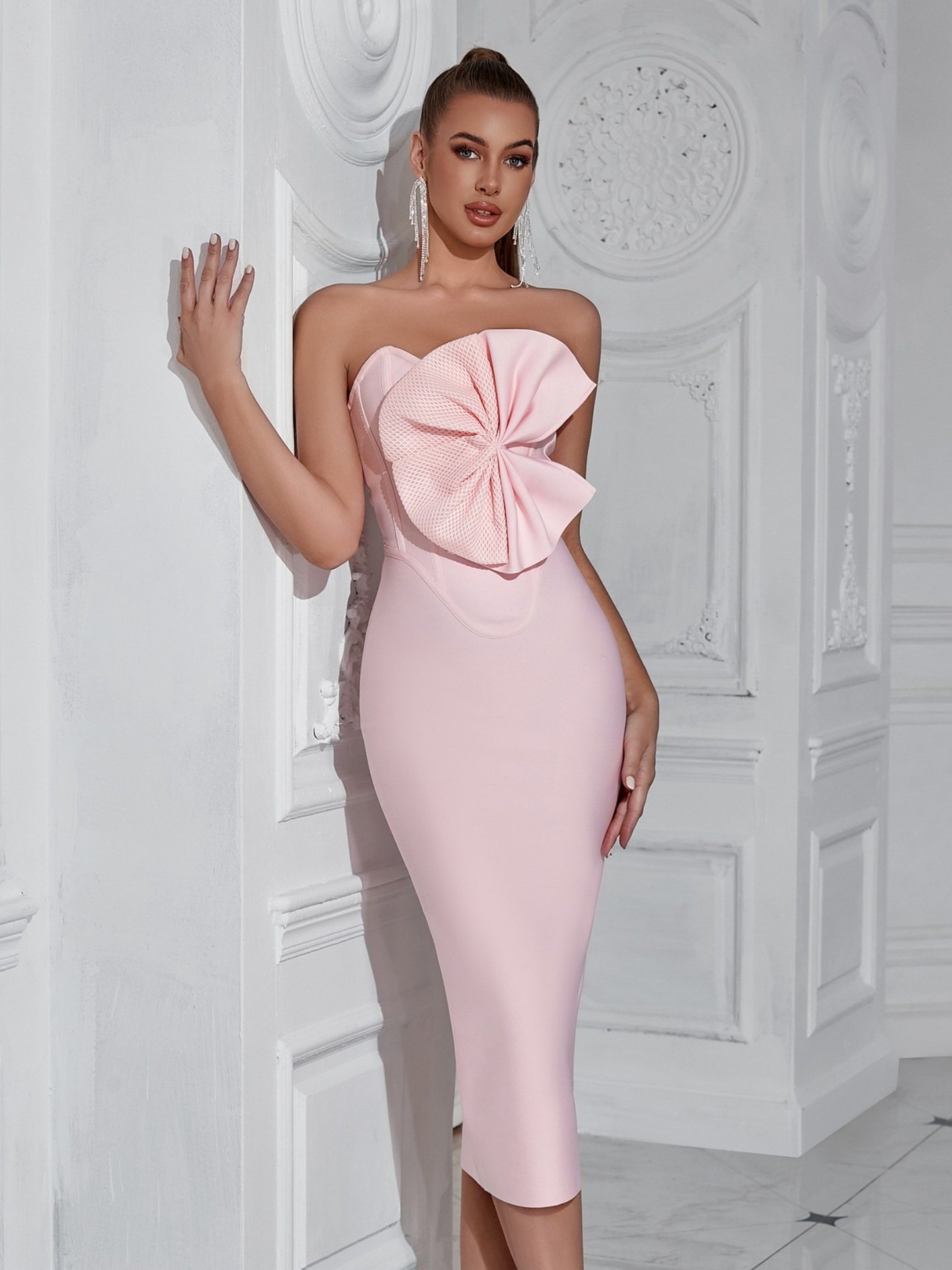 Pink Strapless A-Line Dress