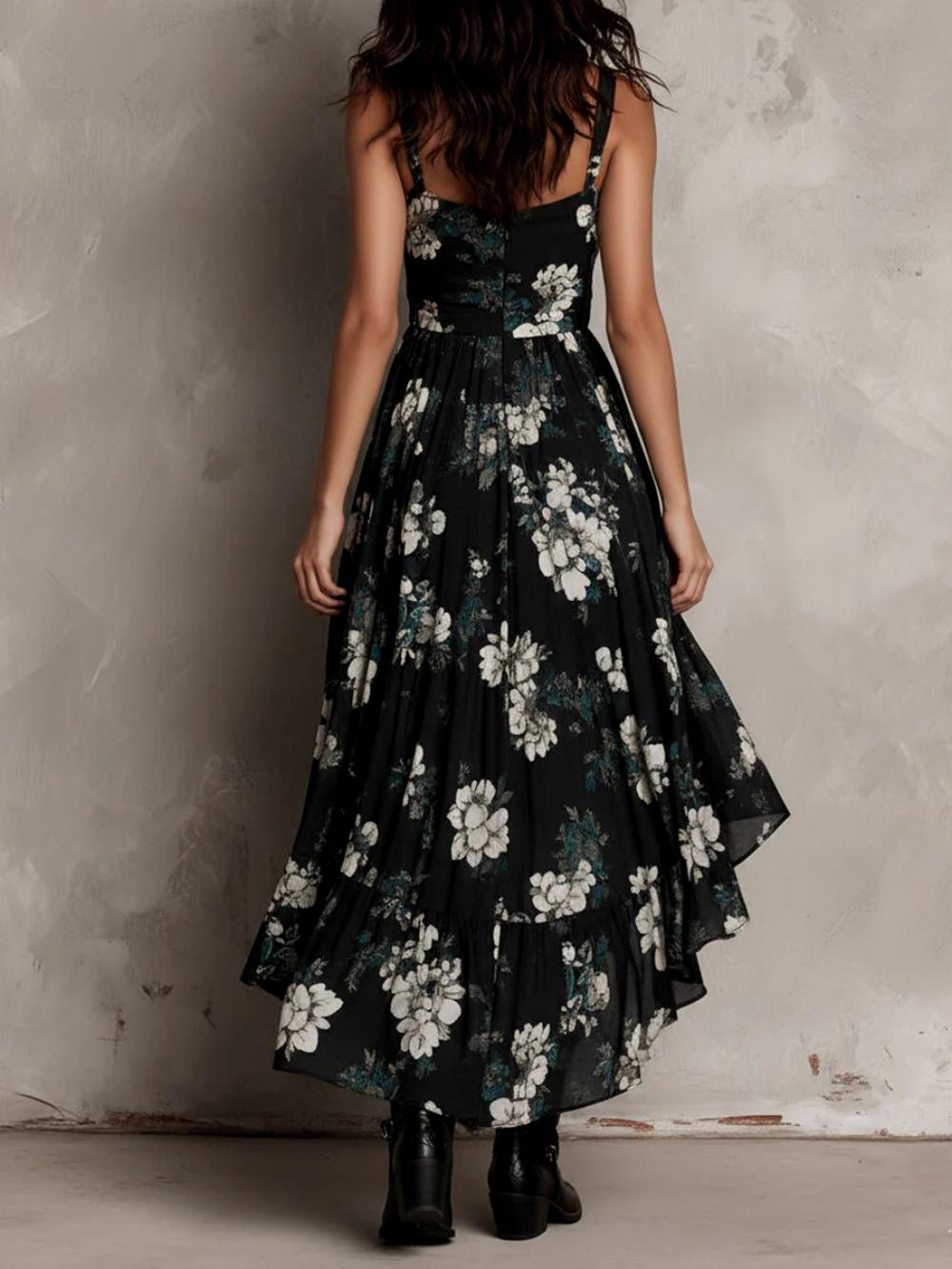 Floral Strappy Fit and Flare Midi Dress