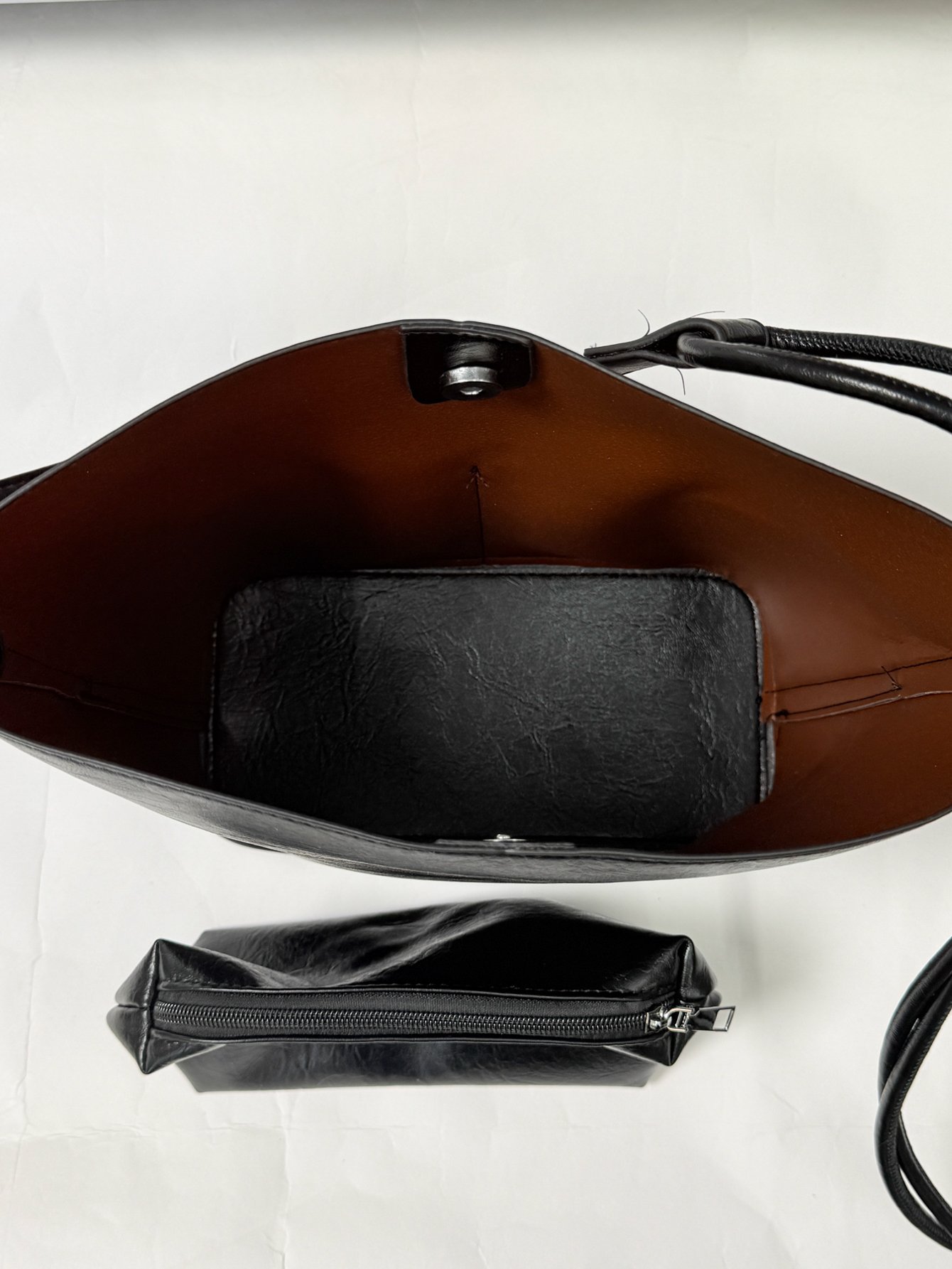 Black Solid Shoulder Bag with Drawstring