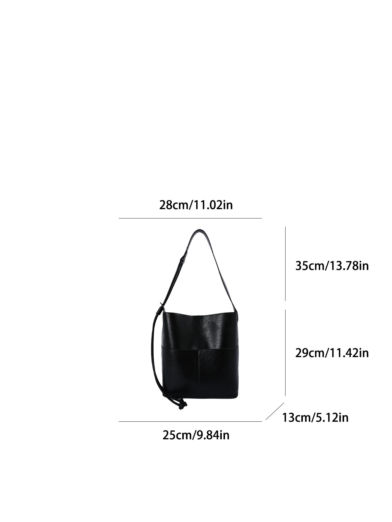 Black Solid Shoulder Bag with Drawstring