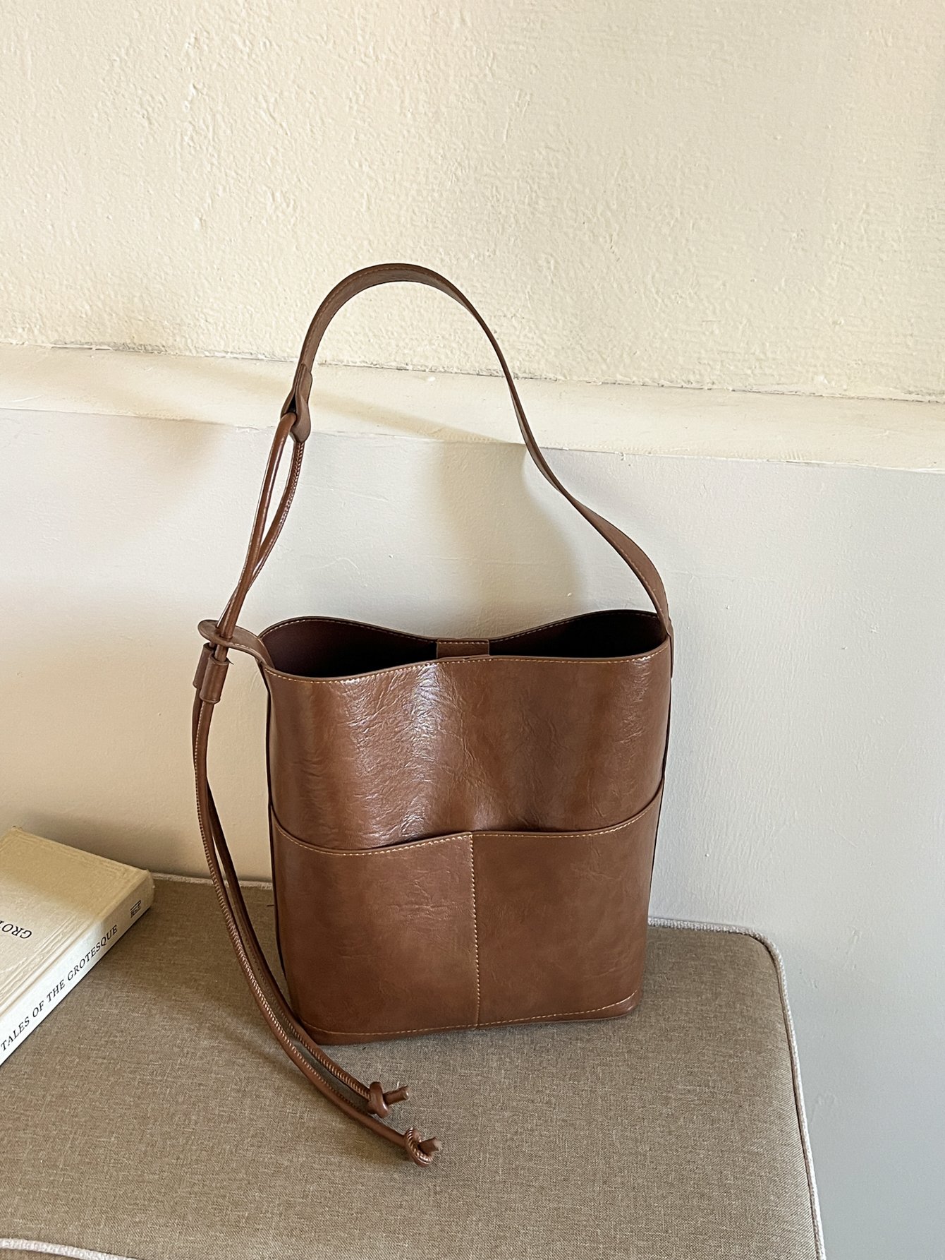 Brown Solid Shoulder Bag