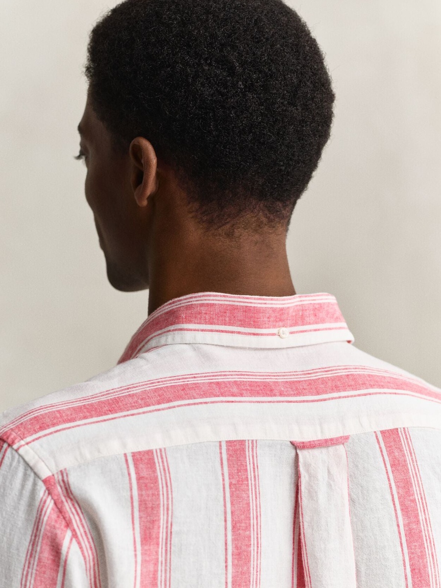 Men Regular Cotton Linen Stripe Shirt