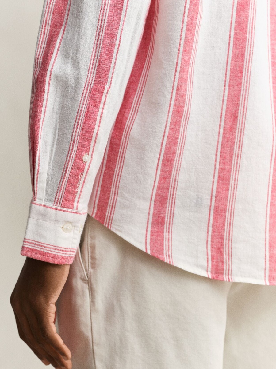 Men Regular Cotton Linen Stripe Shirt