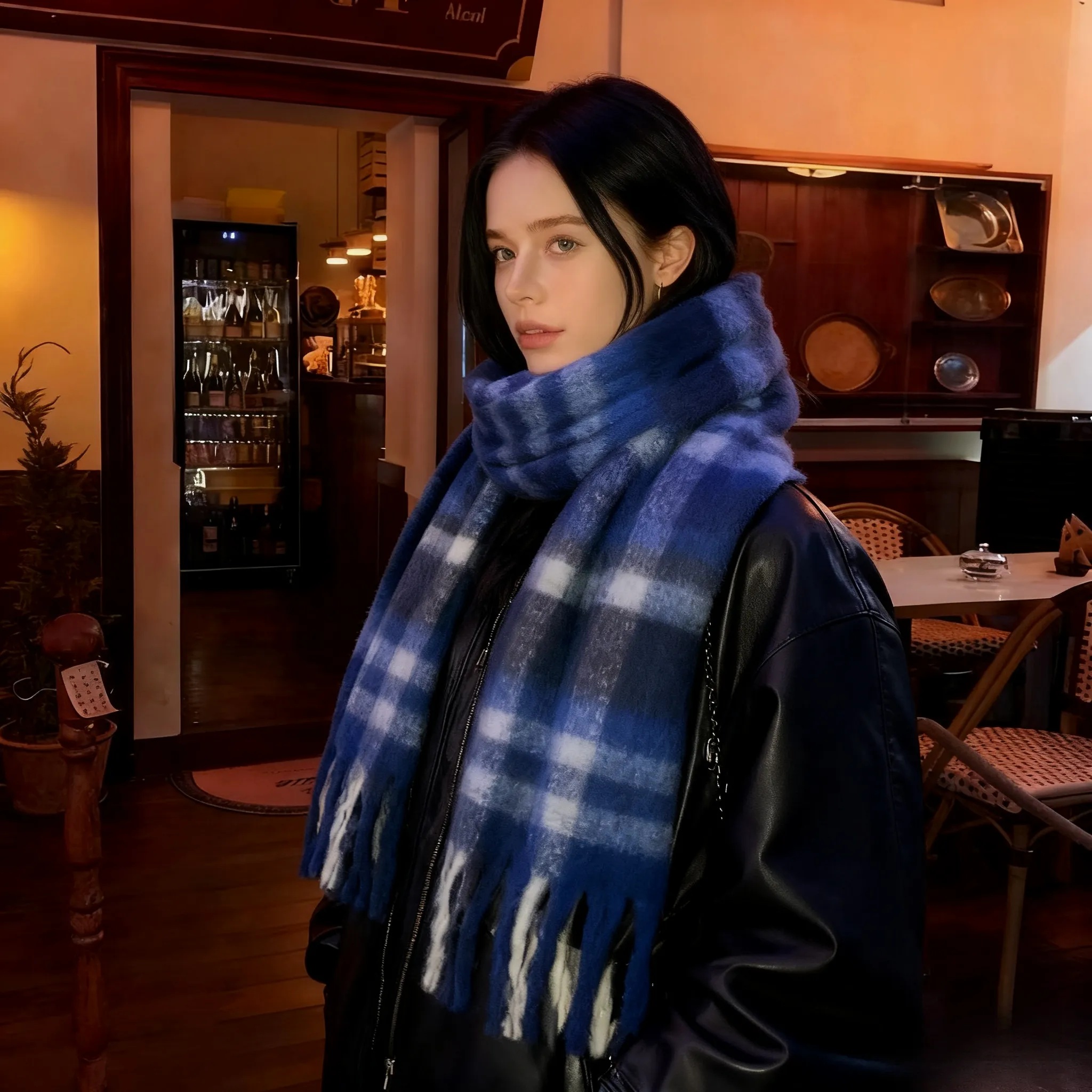 Blue Checked Scarf