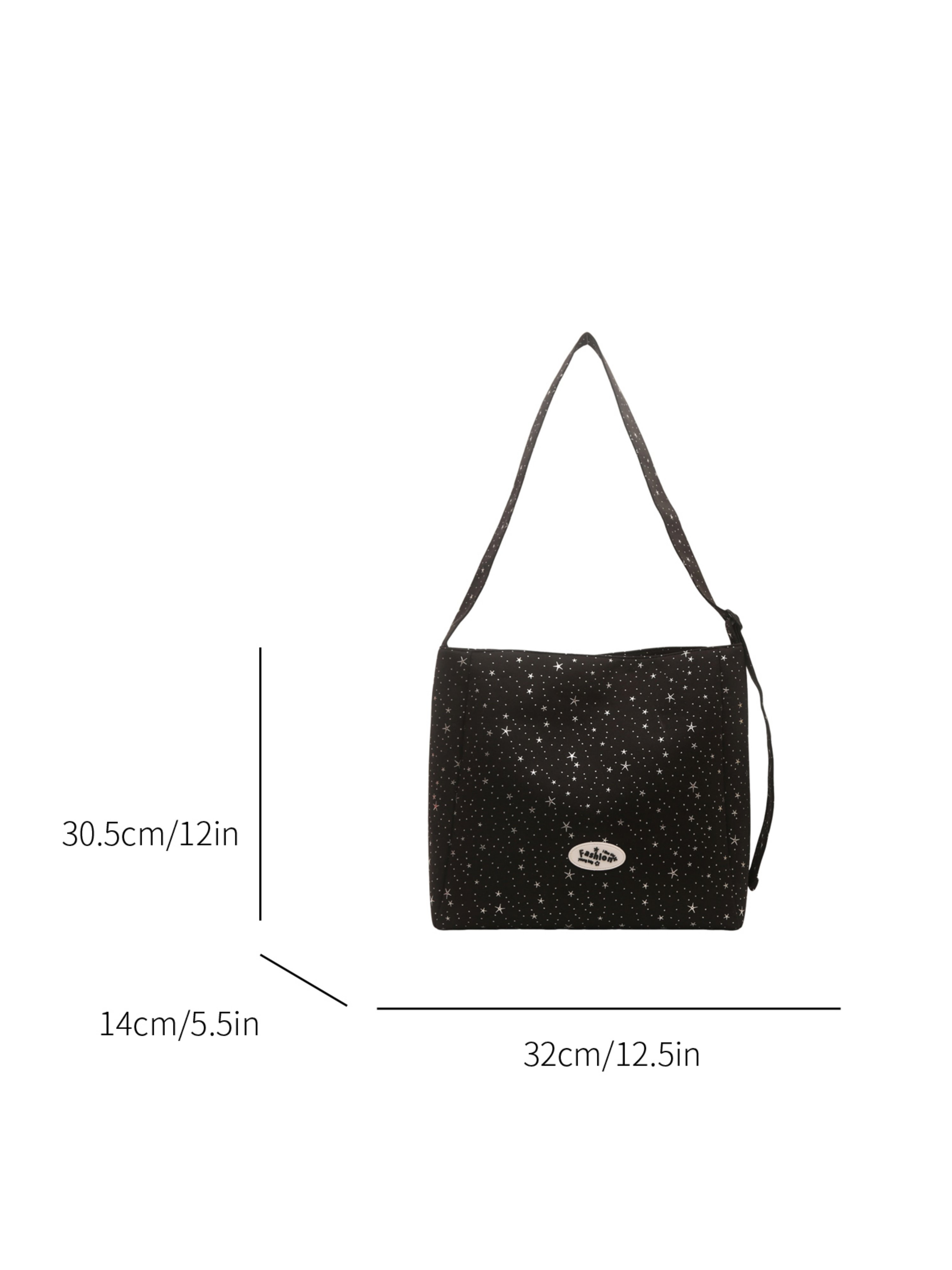 Black Printed Shoulder Bag with Button