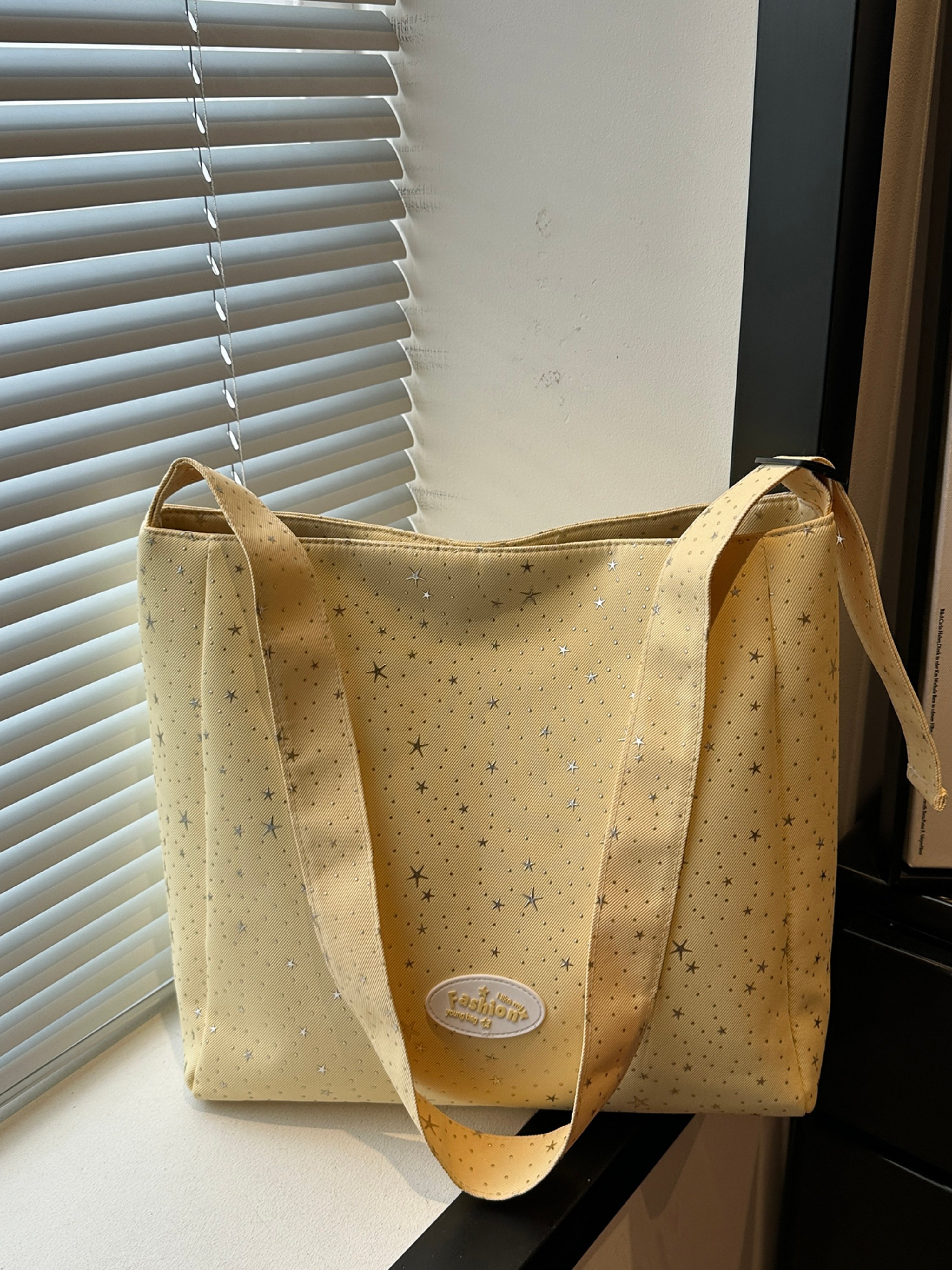 Yellow Printed Shoulder Bag with Button