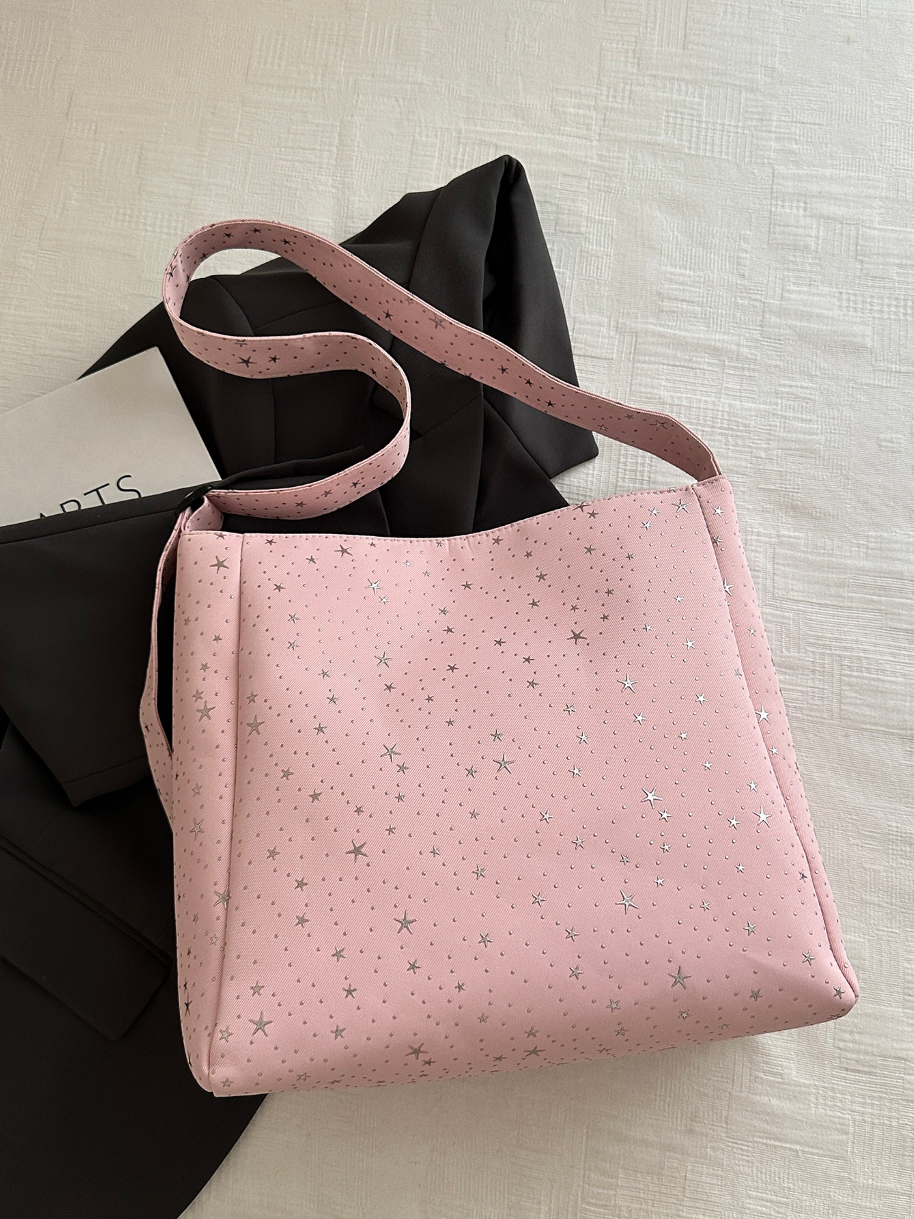 Pink Printed Shoulder Bag with Button