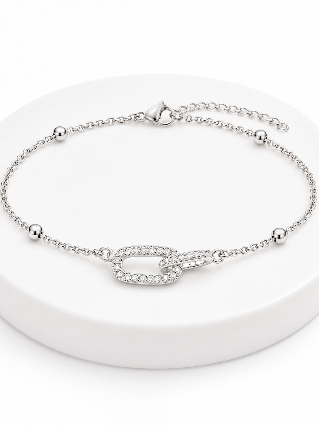 Grey Oval Link Bracelet for Women - Casual