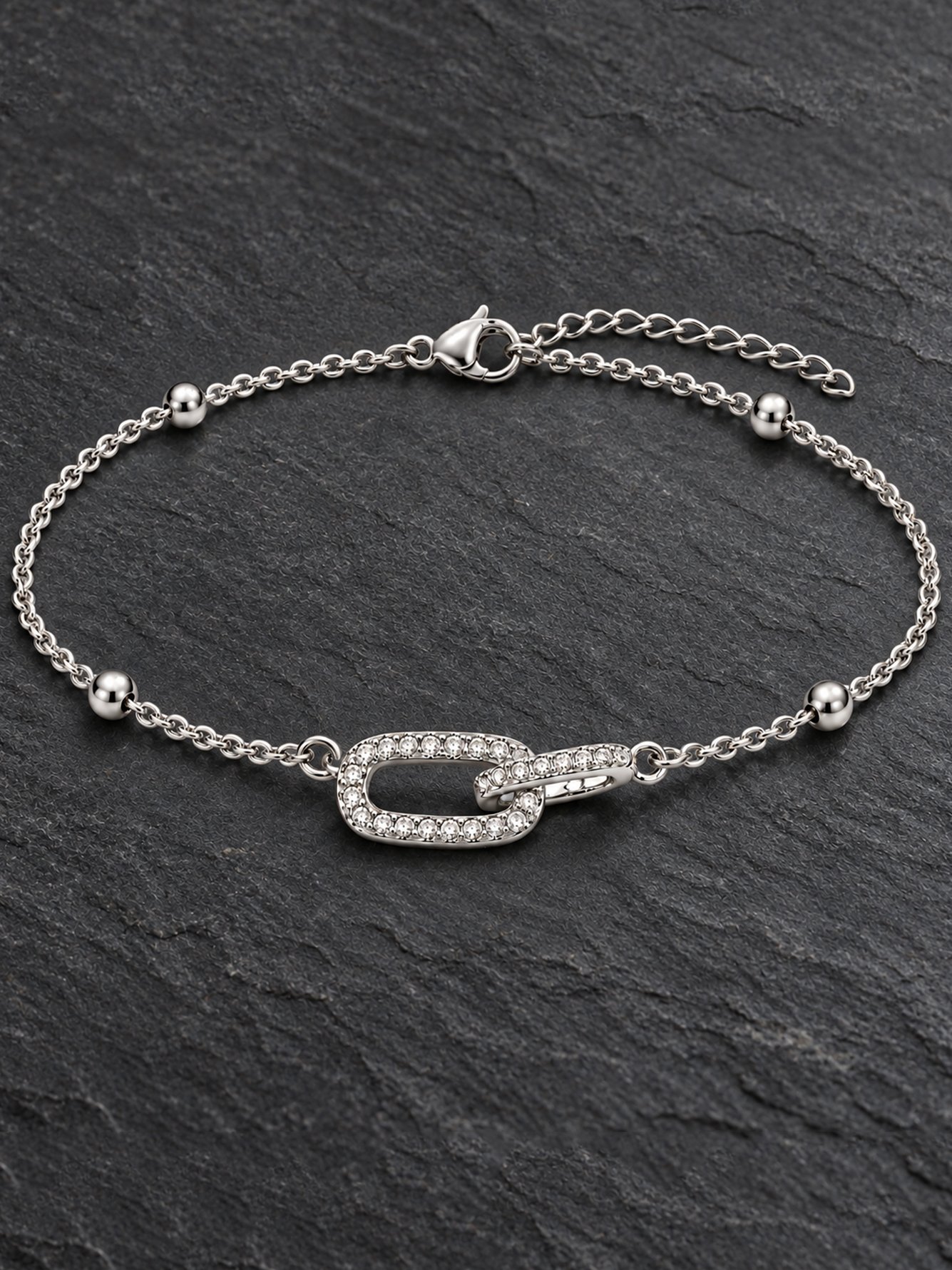 Grey Oval Link Bracelet for Women - Casual