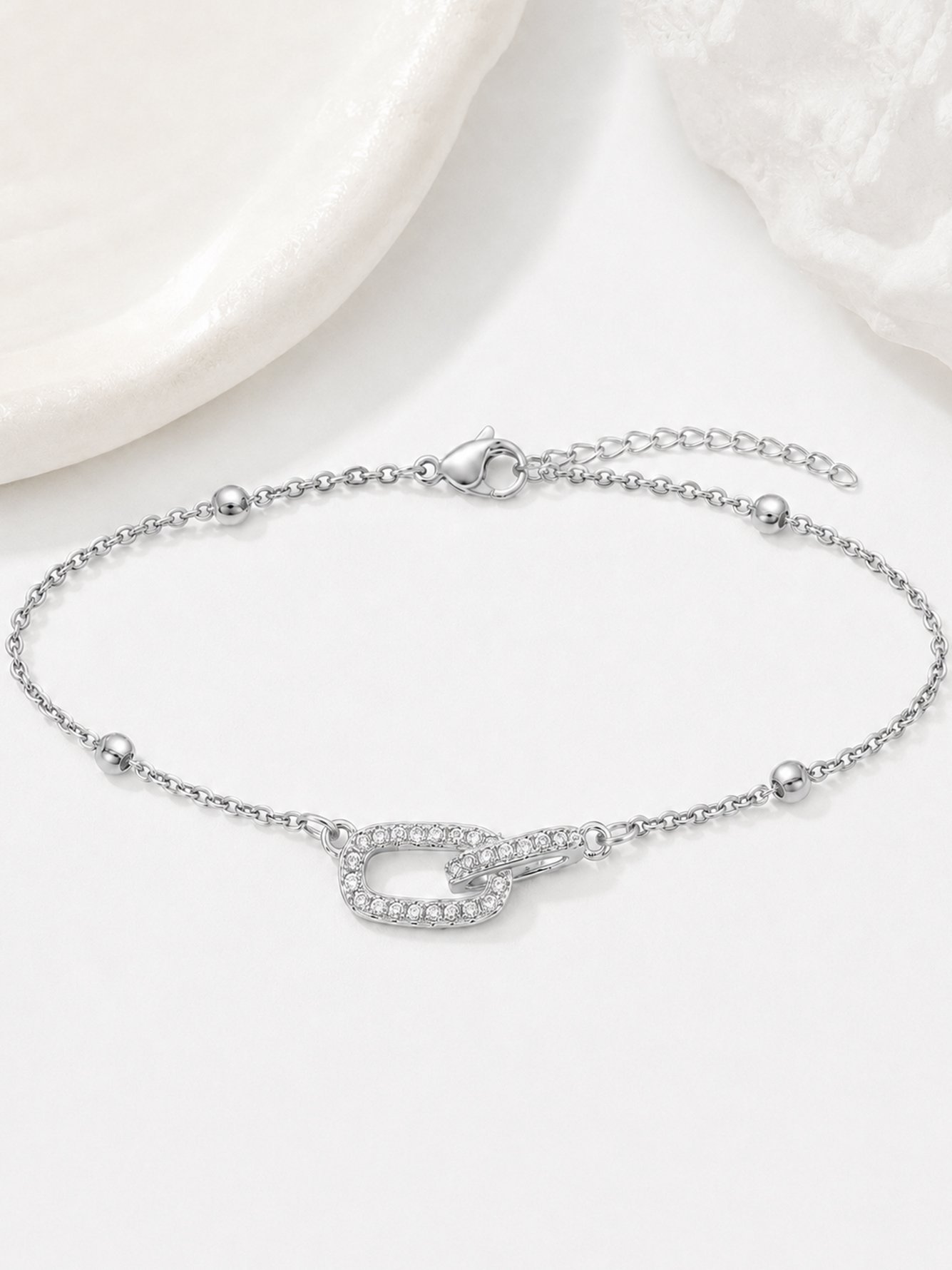 Grey Oval Link Bracelet for Women - Casual