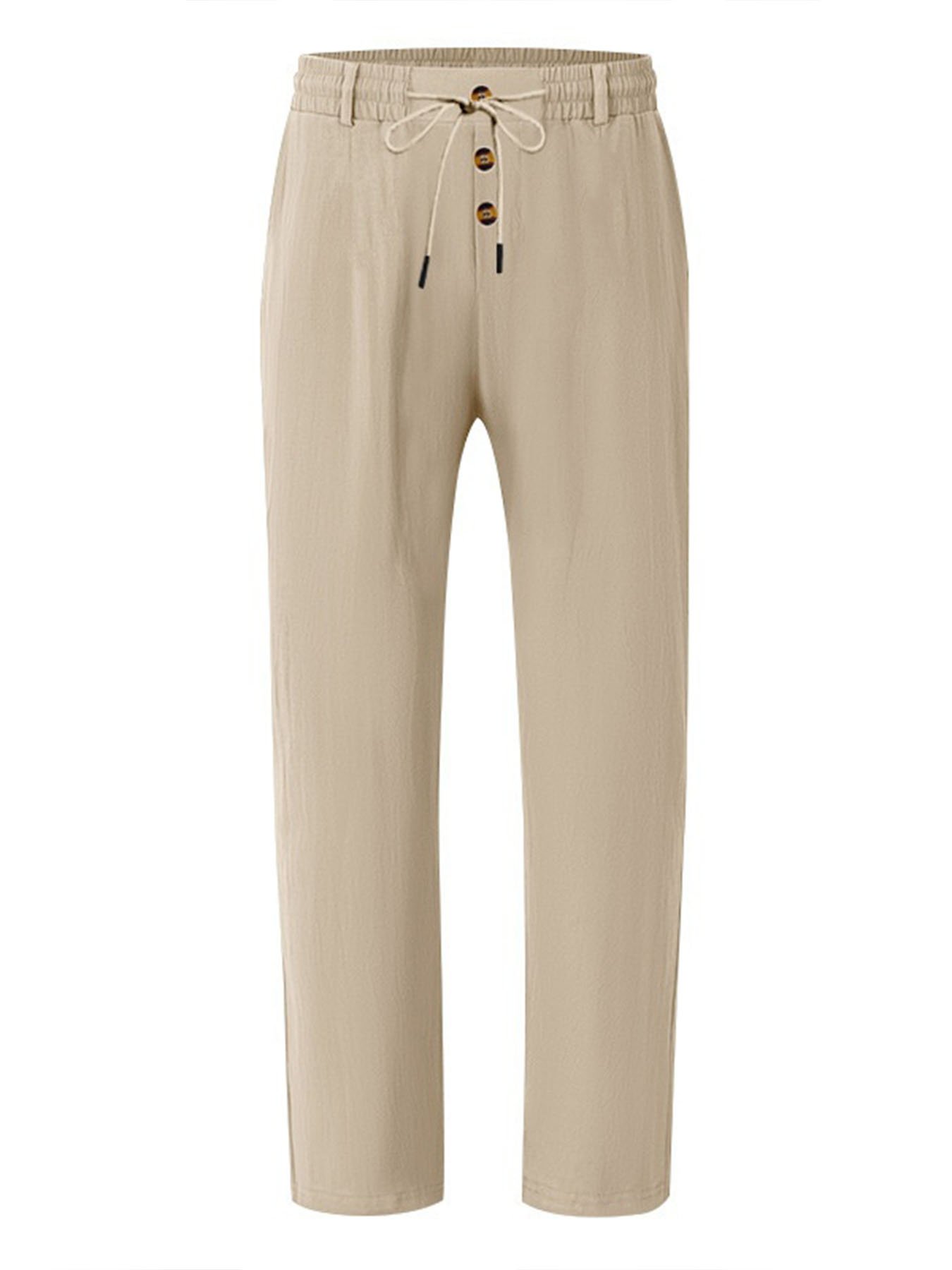 Beige Solid Relaxed Pants