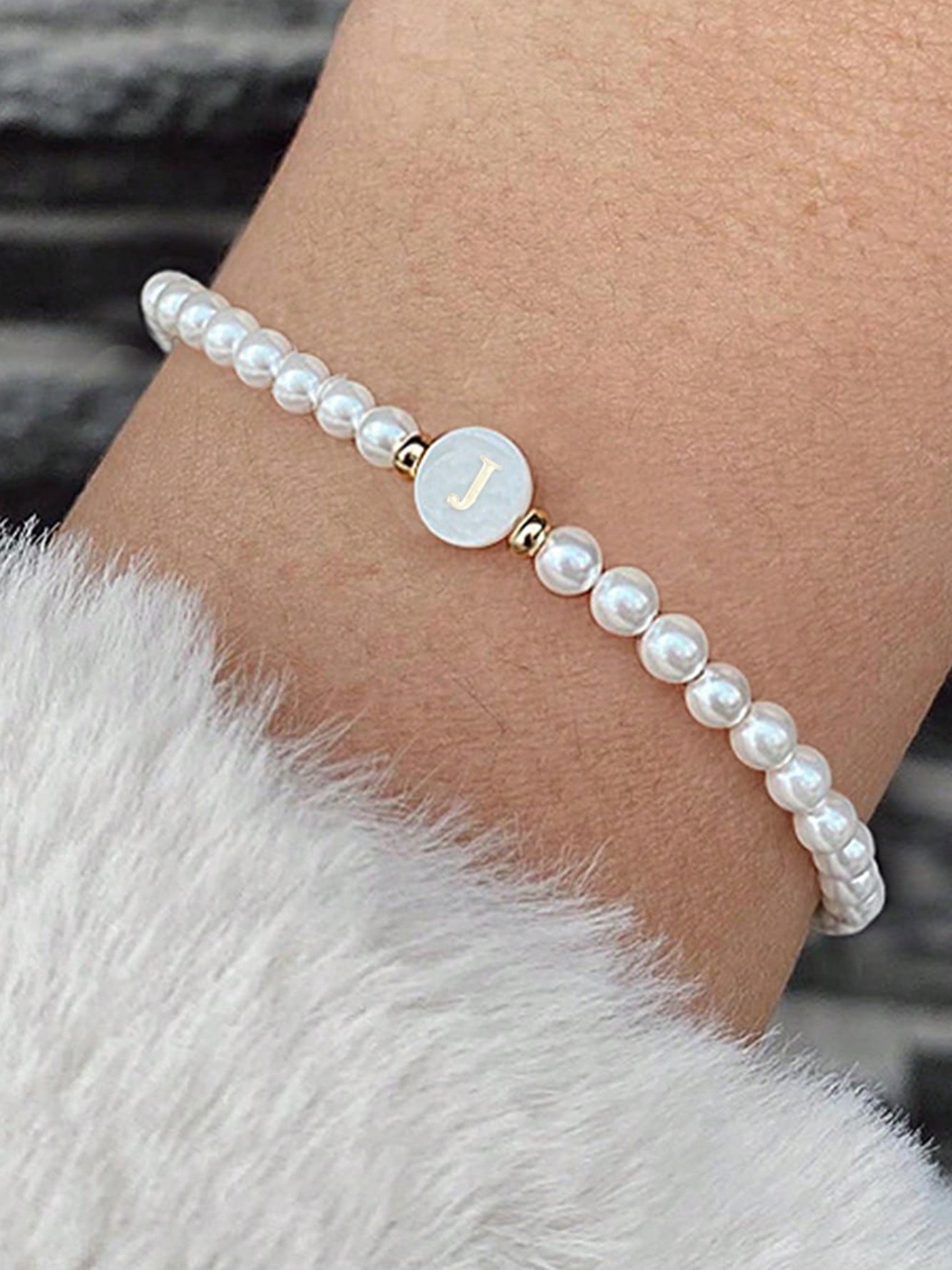 White Solid Beaded Bracelet
