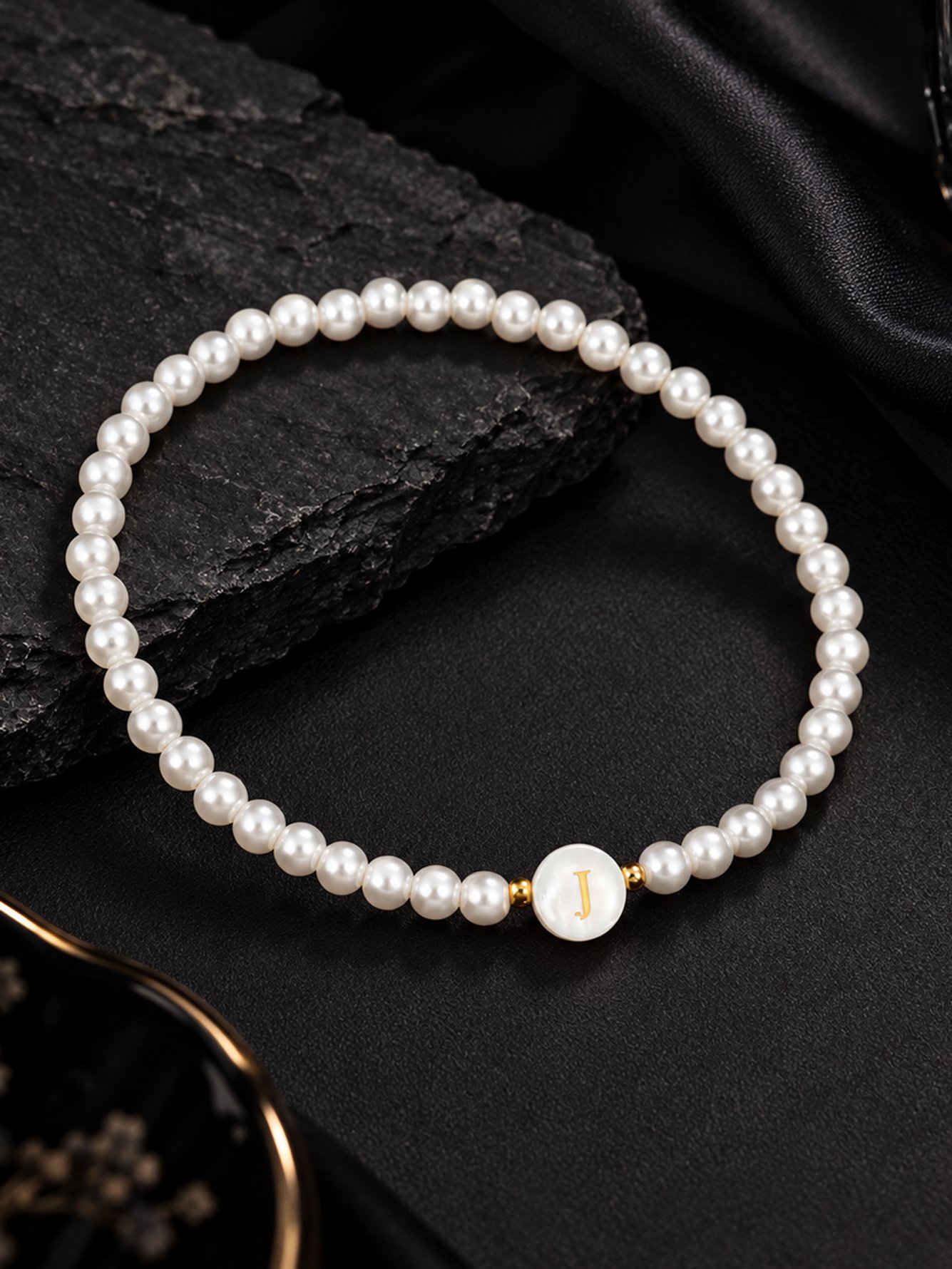 White Solid Beaded Bracelet