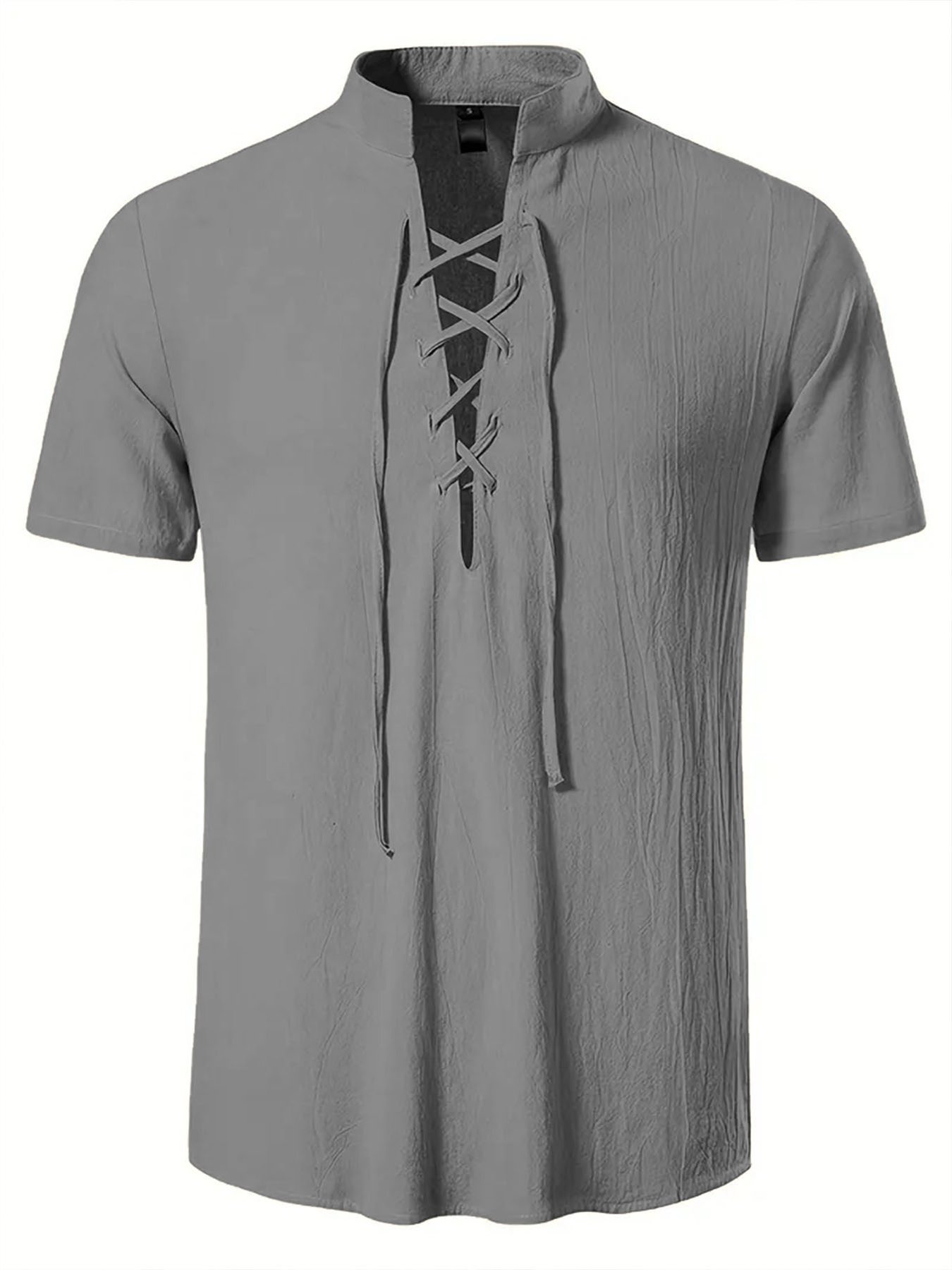 Grey Solid Short Sleeves Regular Shirt