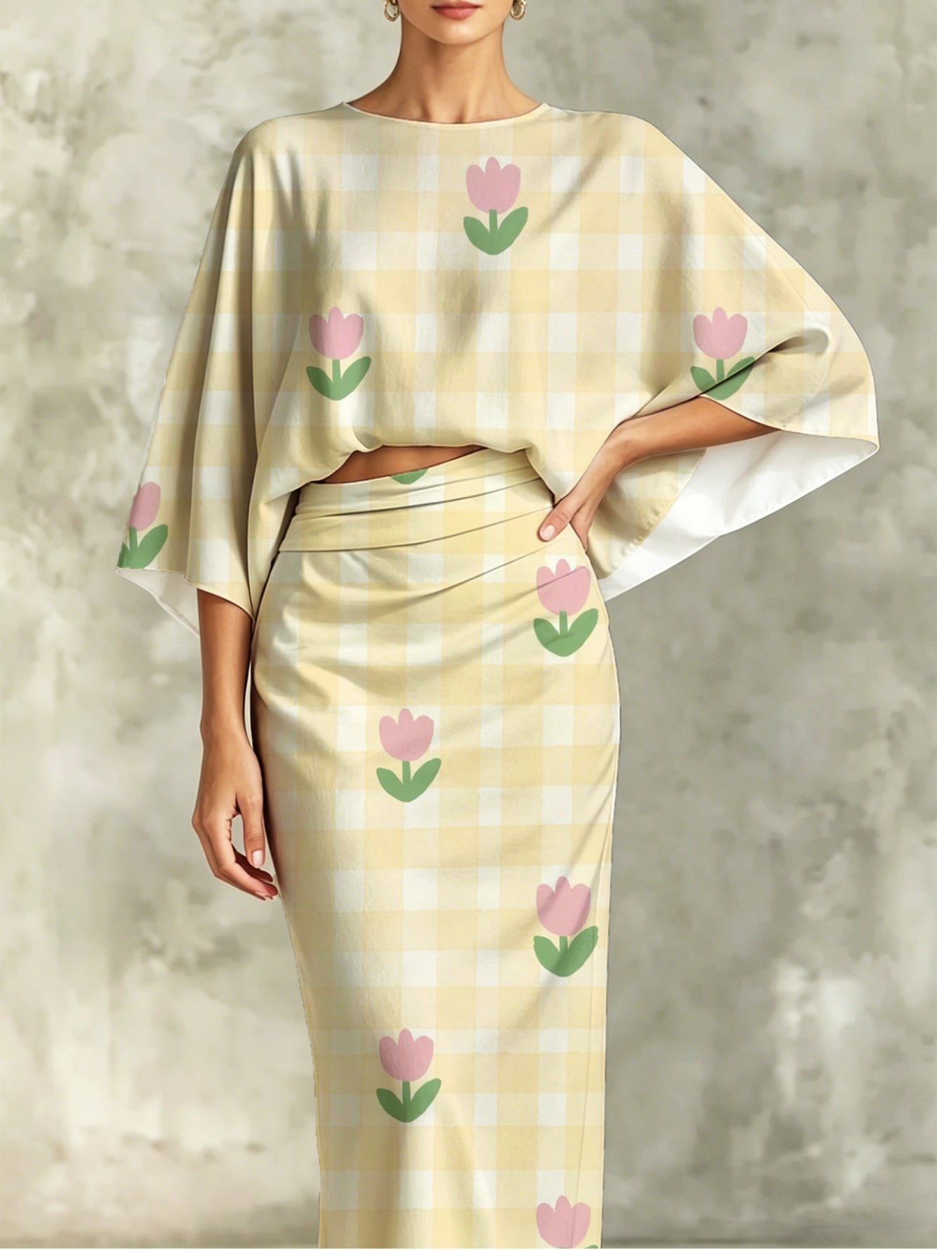 Khaki Dyed Bandeau and Wide Leg Set
