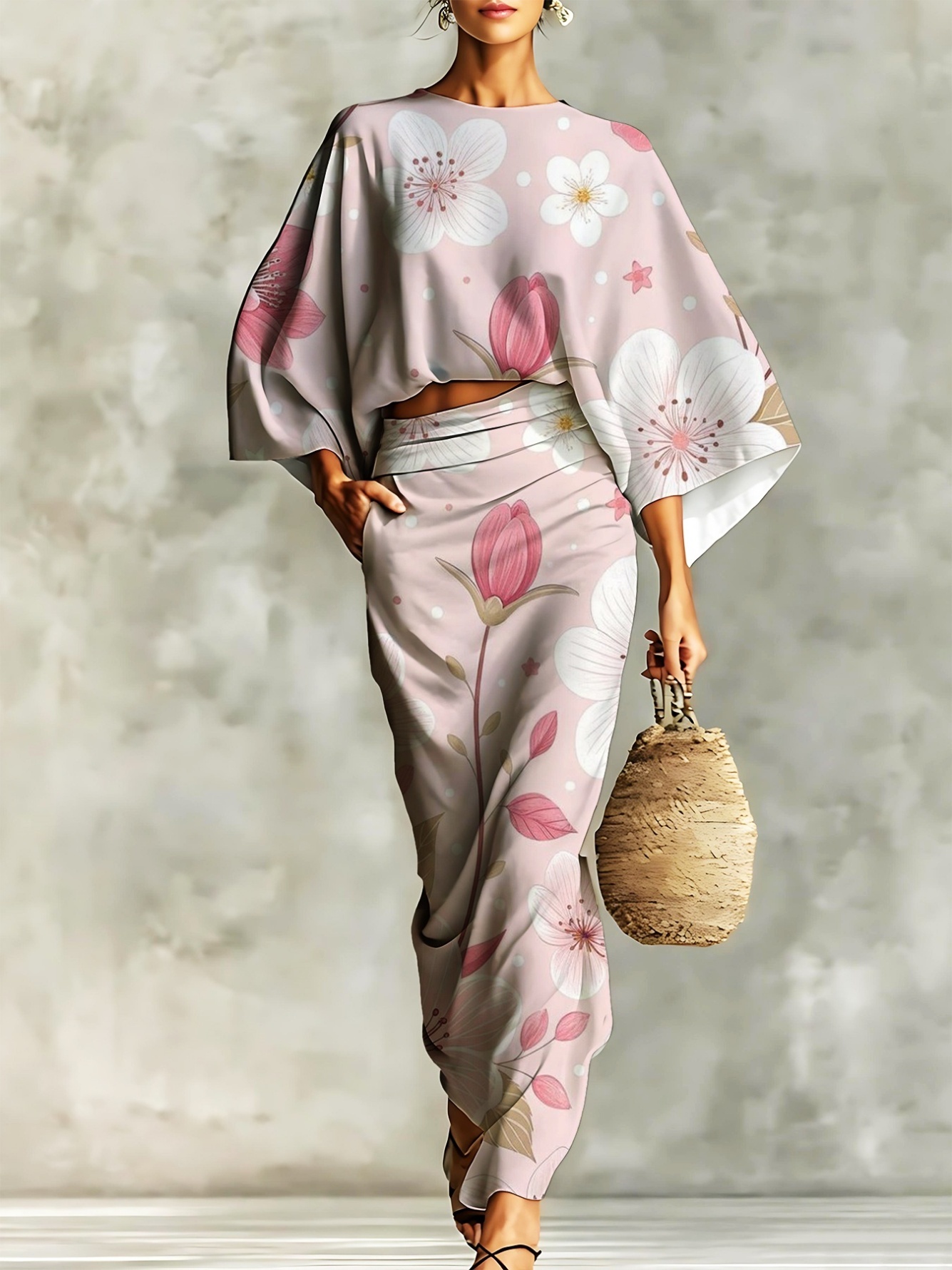 Light Pink Dyed Bandeau and Wide Leg Co-Ords