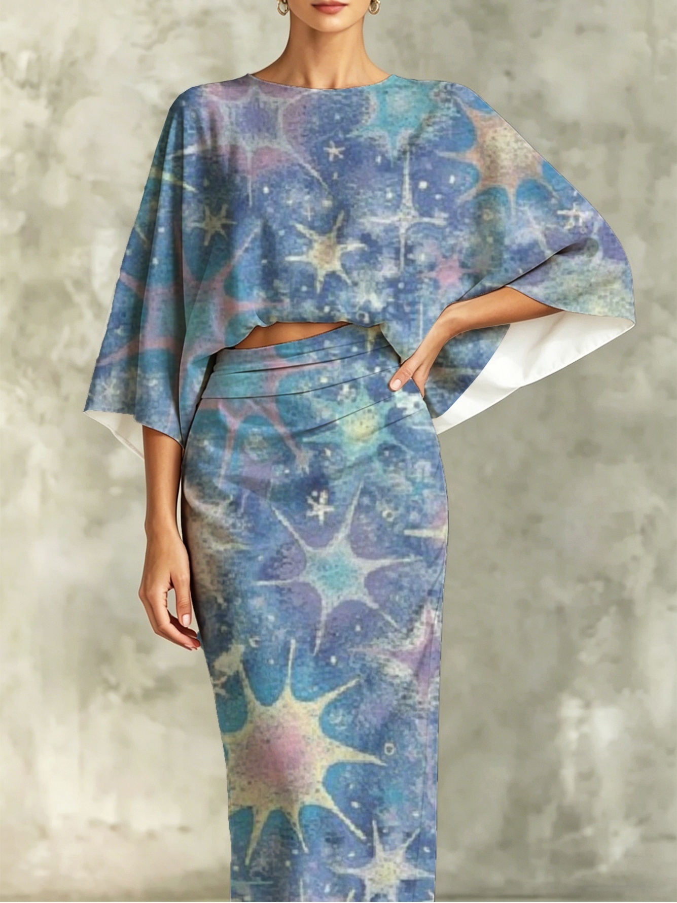 Blue Dyed Bandeau and Wide Leg Set