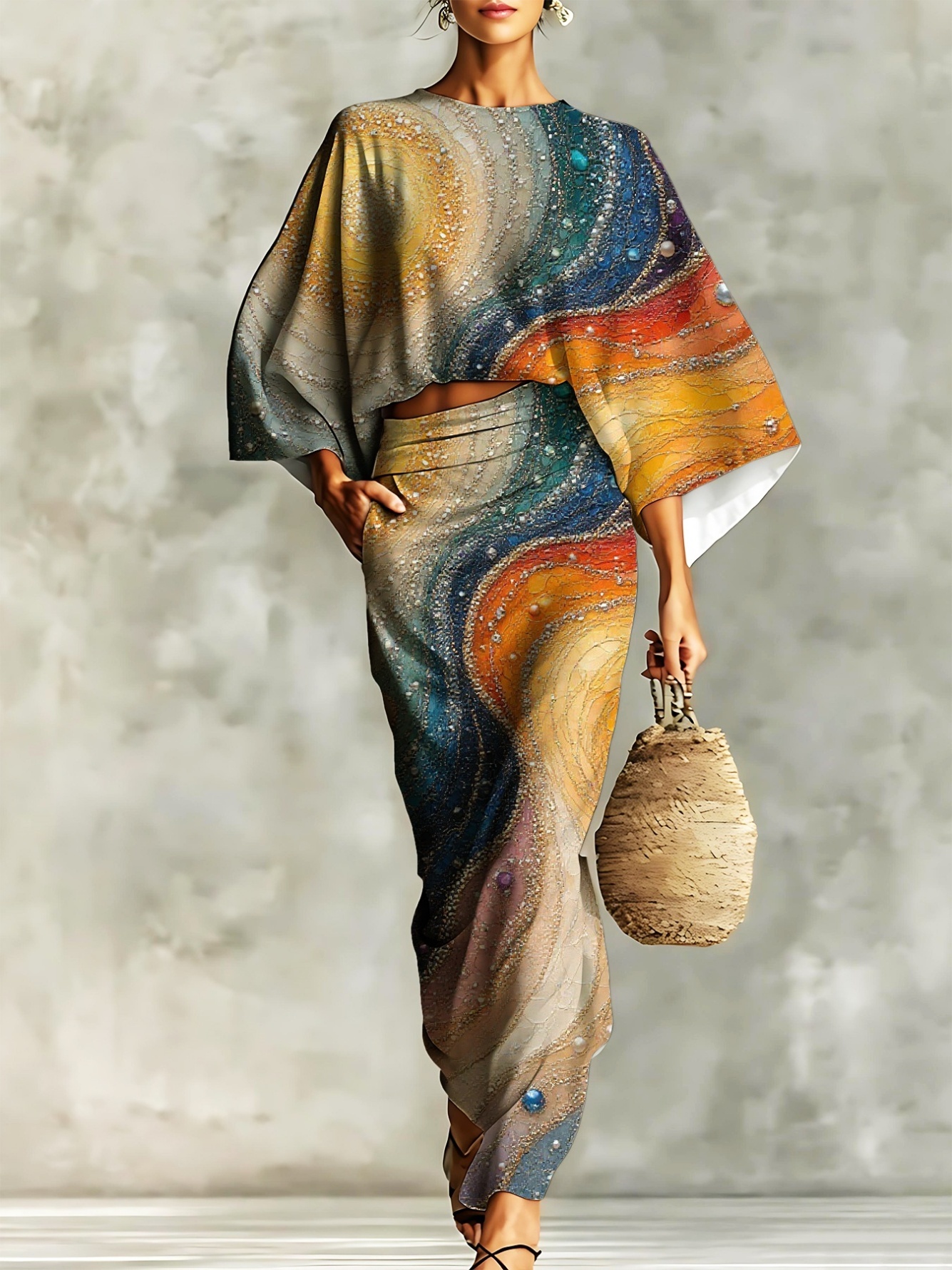 Multi Dyed Bandeau and Wide Leg Co-Ords