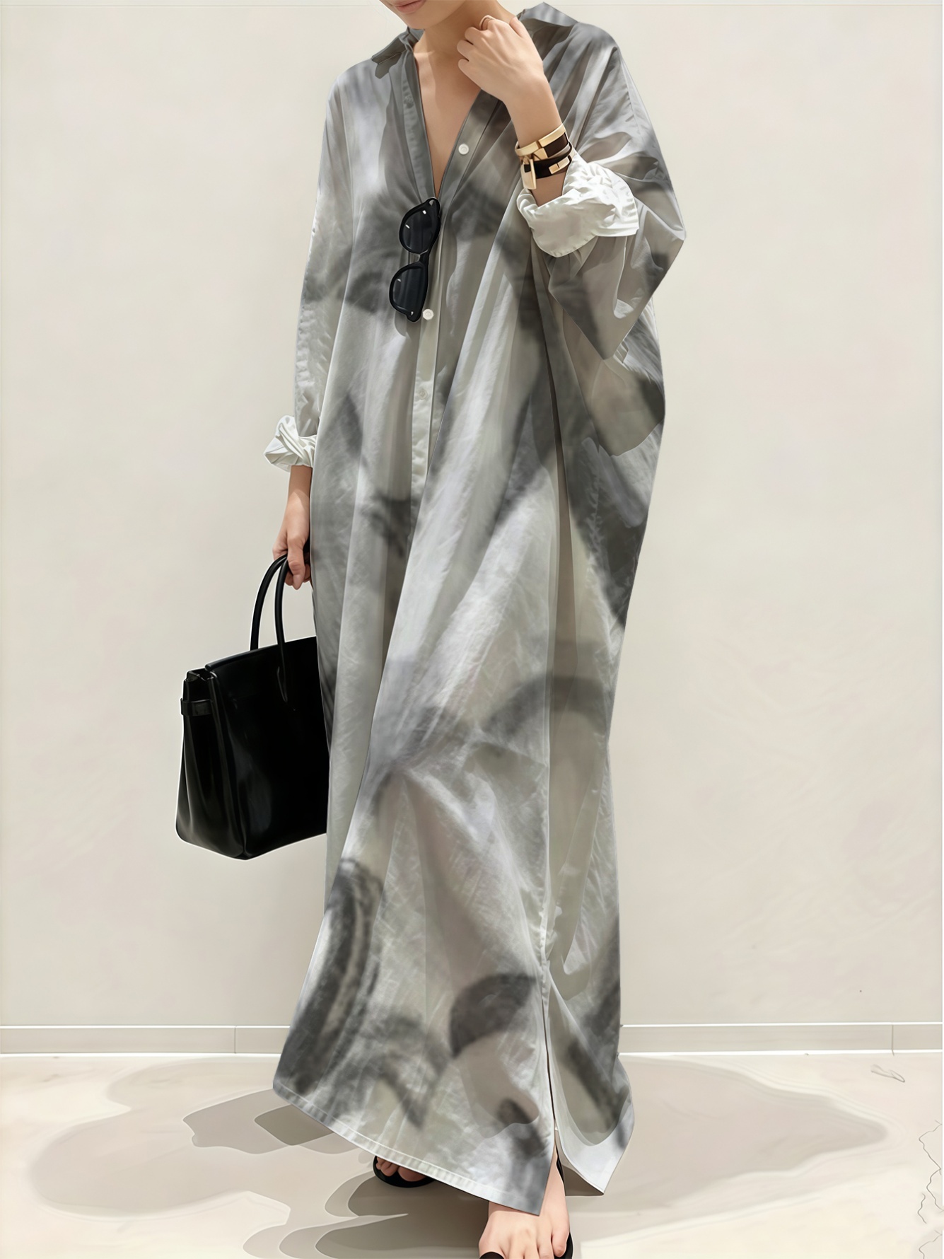 Charcoal A-Line Maxi Dress