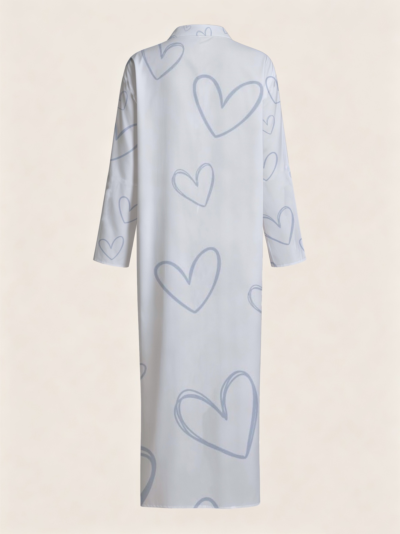 Grey Maxi A-Line Dress with Long Sleeves