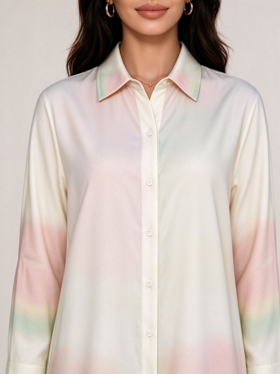 Gradient Print Shirt Maxi Dress