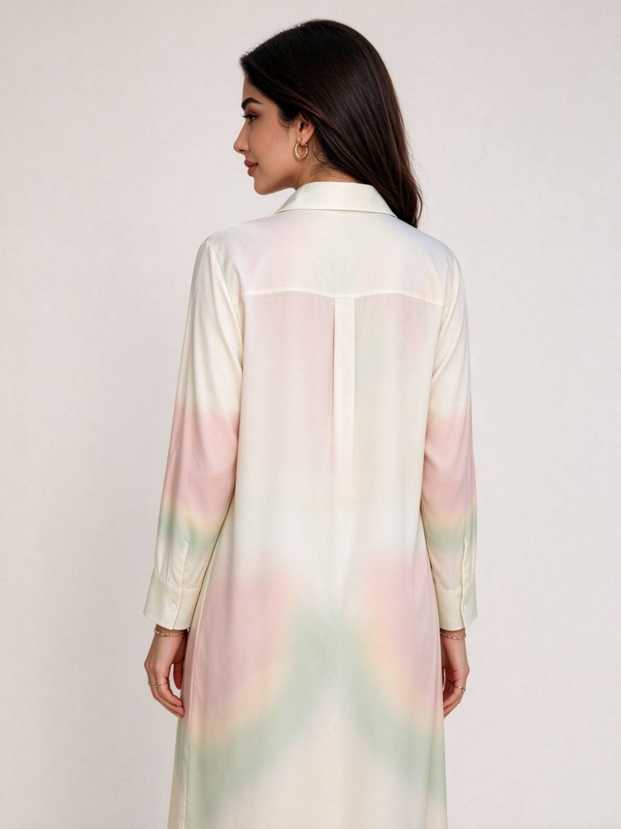 Gradient Print Shirt Maxi Dress
