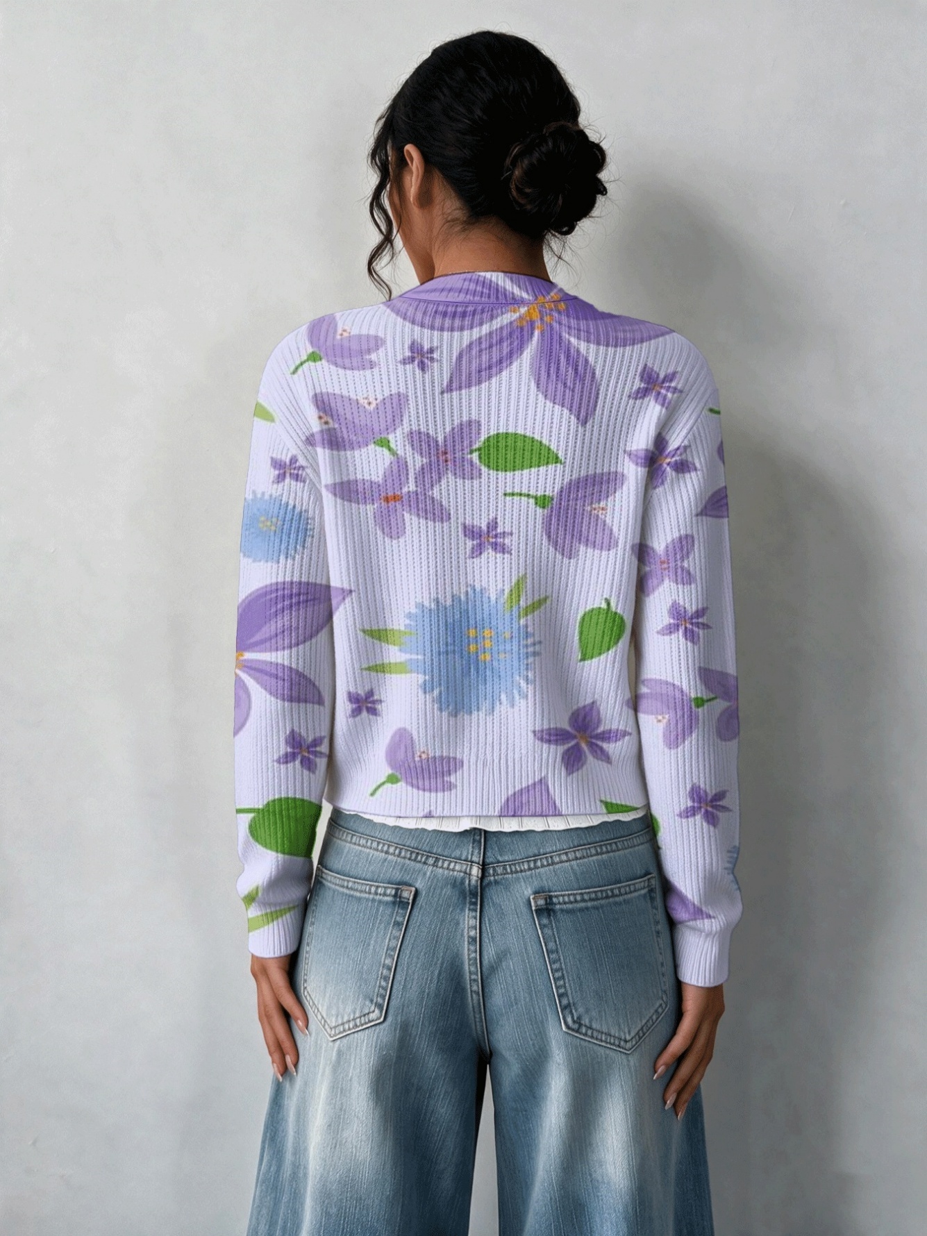 Purple Printed Cardigan