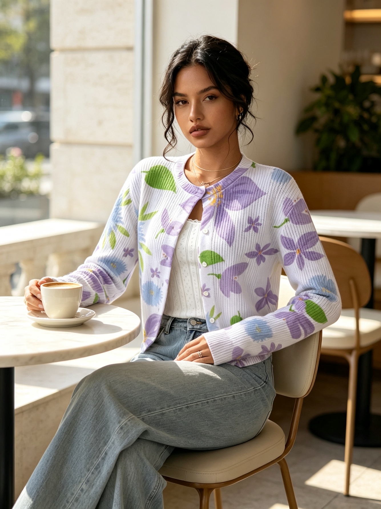 Purple Printed Cardigan
