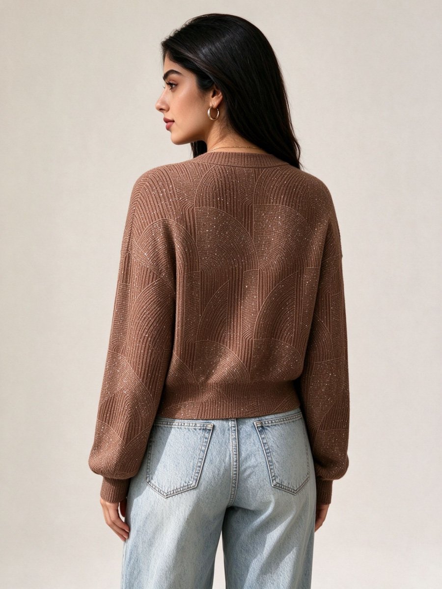 Brown Knit Cardigan with Buttons