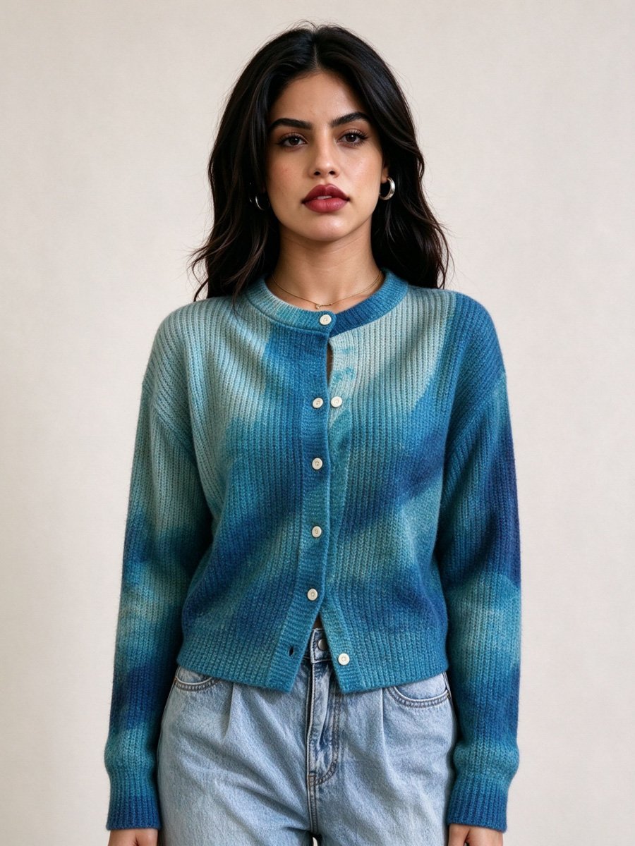 Blue Gradient Knit Cardigan