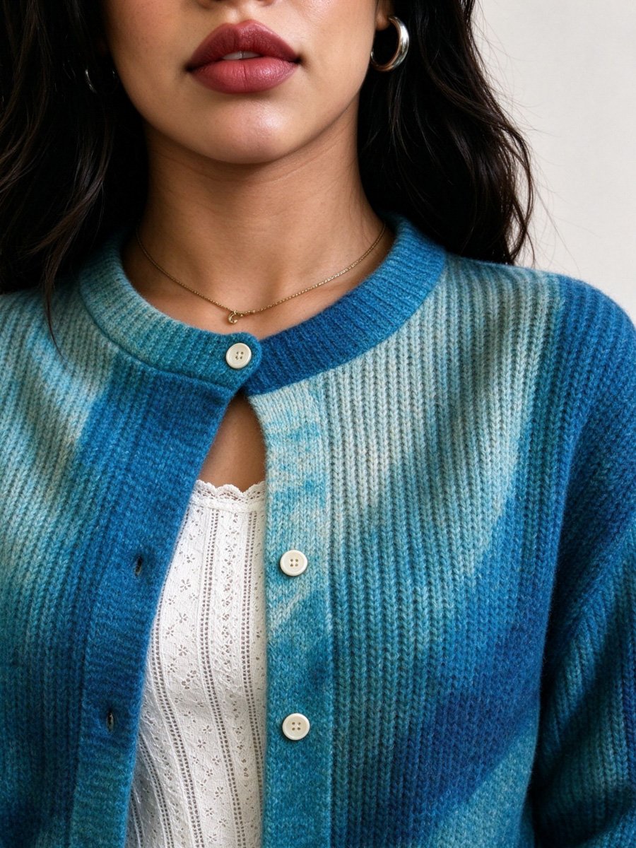 Blue Gradient Knit Cardigan