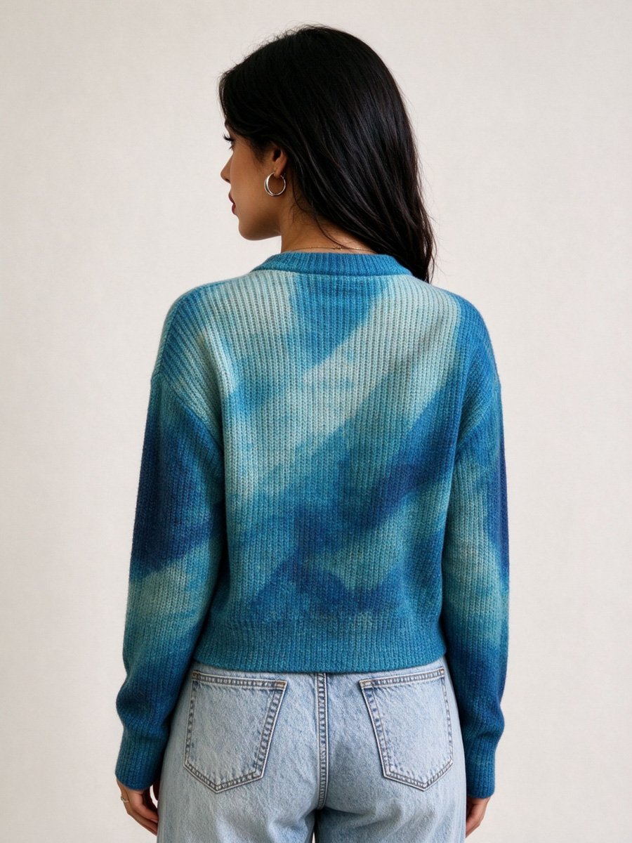 Blue Gradient Knit Cardigan