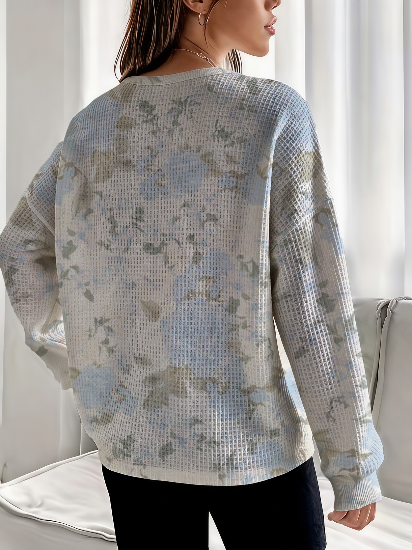 Multi-Color Waffle Knit Henley Top