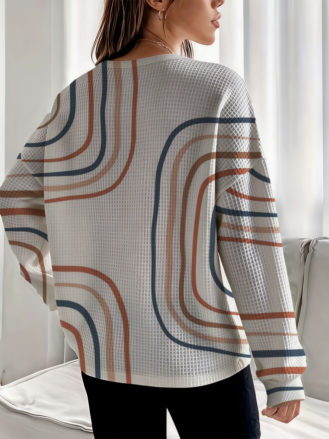 Waffle Knit Henley Top