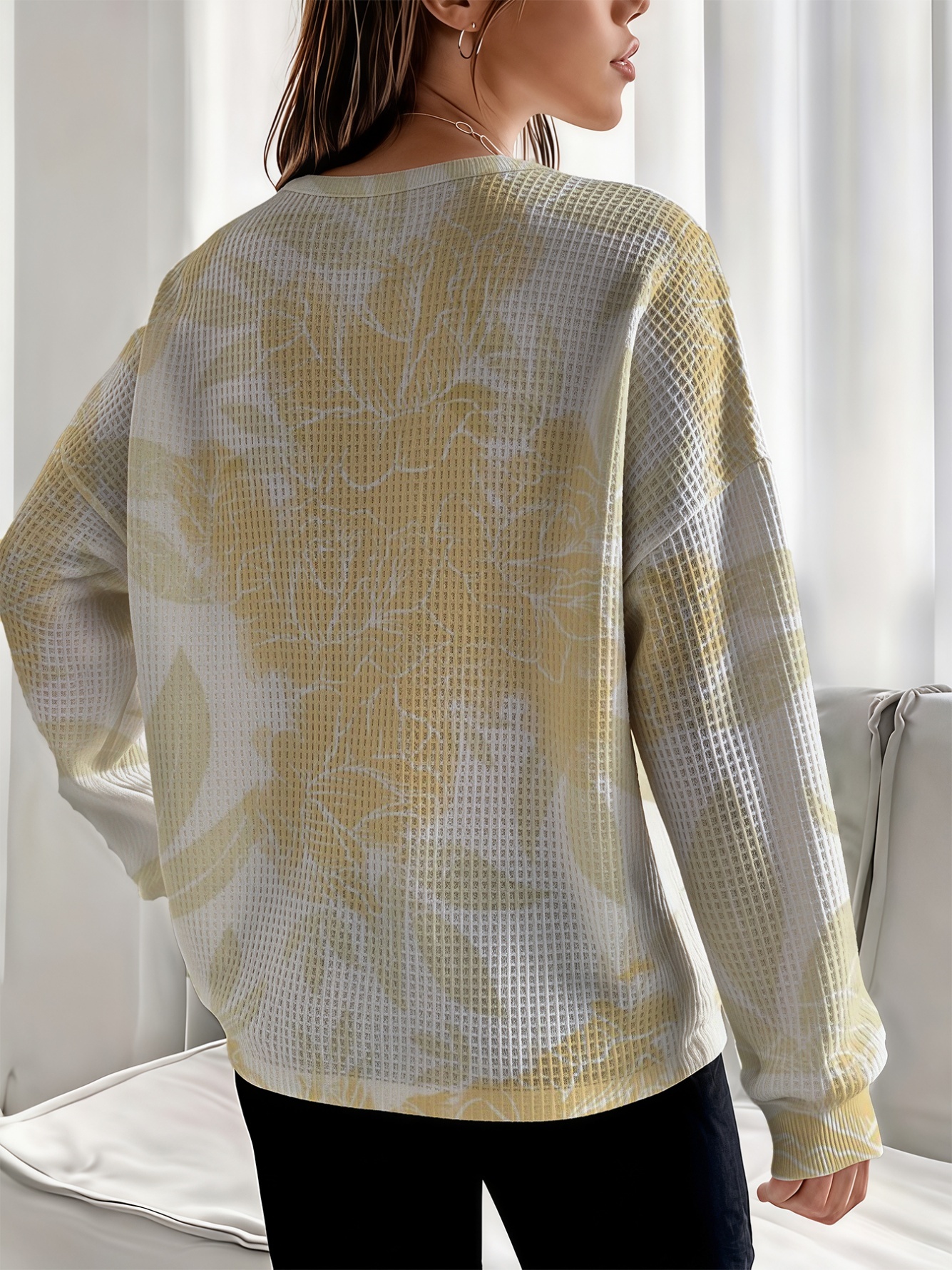 Multi-Color Waffle Knit Henley Top